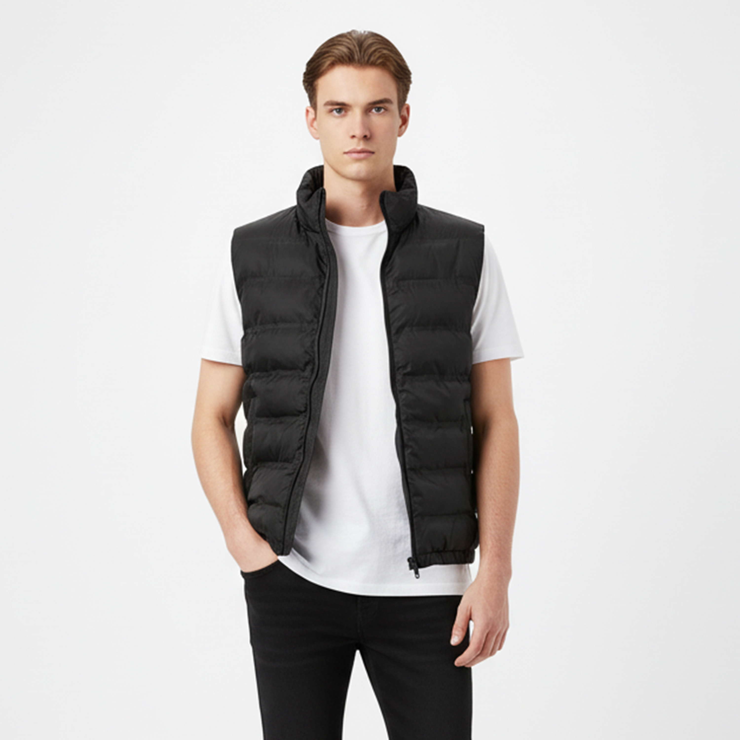 جاكيت مبطن بدون أكمام (جيليت) رجالي جاك آند جونز سادة بياقة عالية قائمة-men-clothing-jacketsandblazers-jackets-image-4