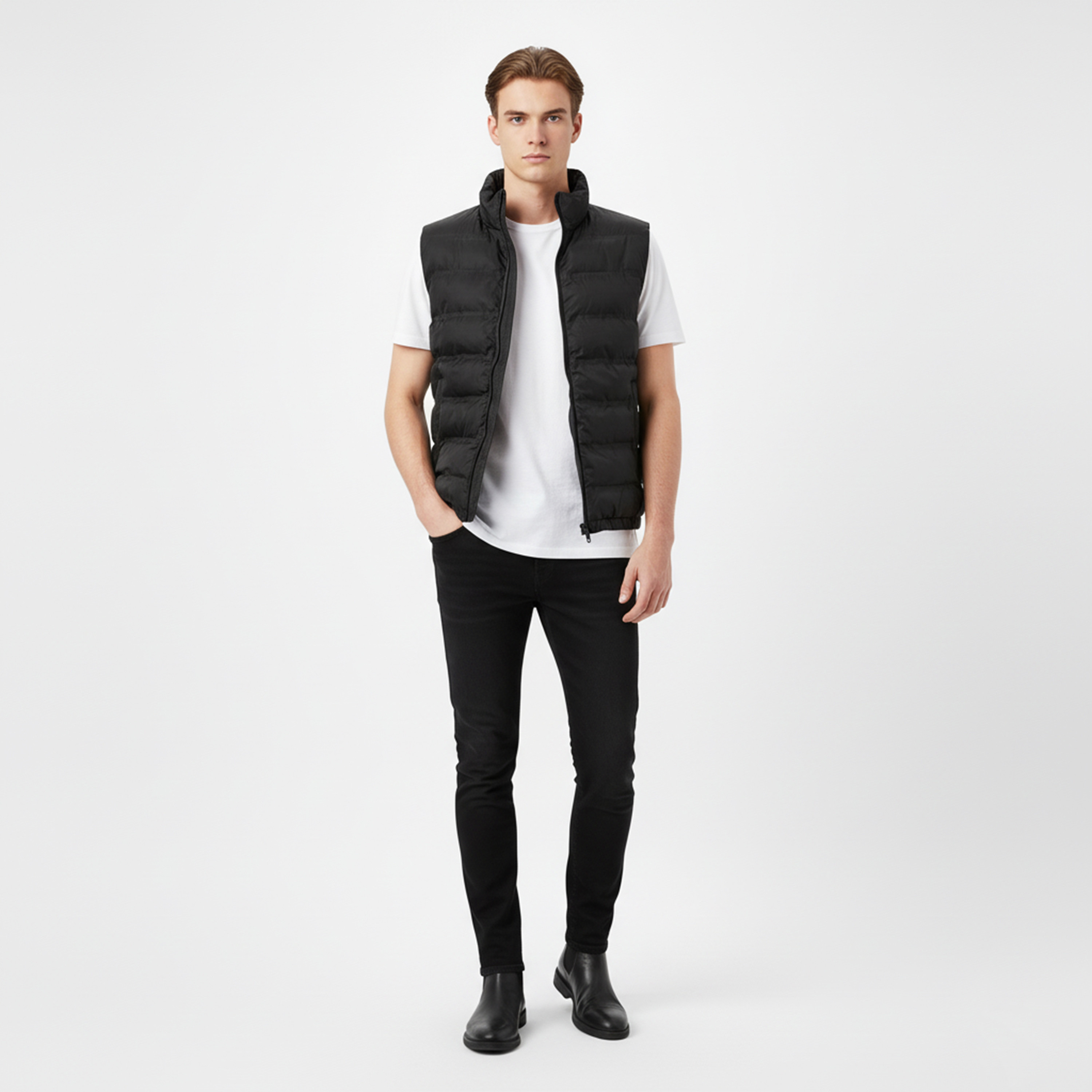 جاكيت مبطن بدون أكمام (جيليت) رجالي جاك آند جونز سادة بياقة عالية قائمة-men-clothing-jacketsandblazers-jackets-image-5