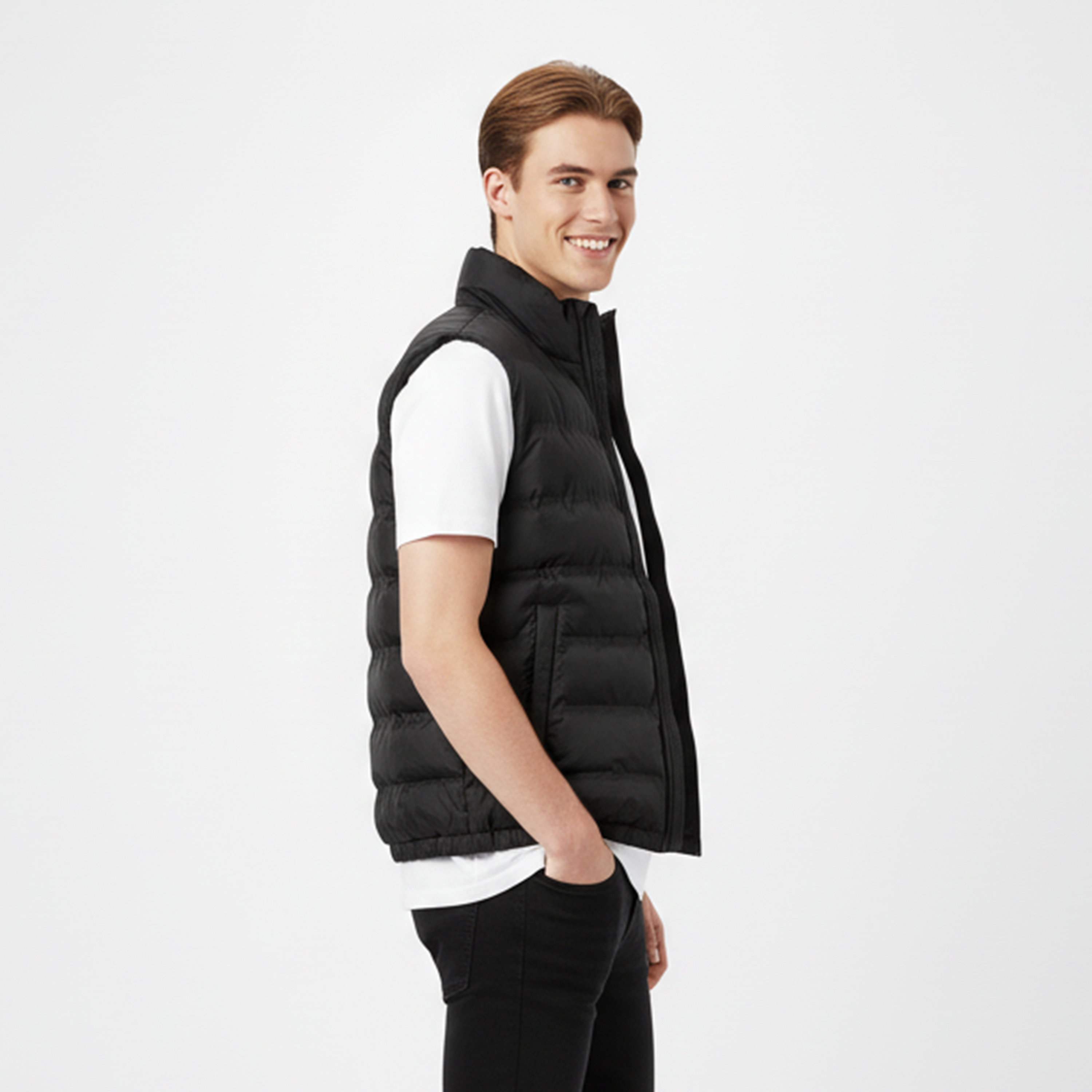 جاكيت مبطن بدون أكمام (جيليت) رجالي جاك آند جونز سادة بياقة عالية قائمة-men-clothing-jacketsandblazers-jackets-image-6
