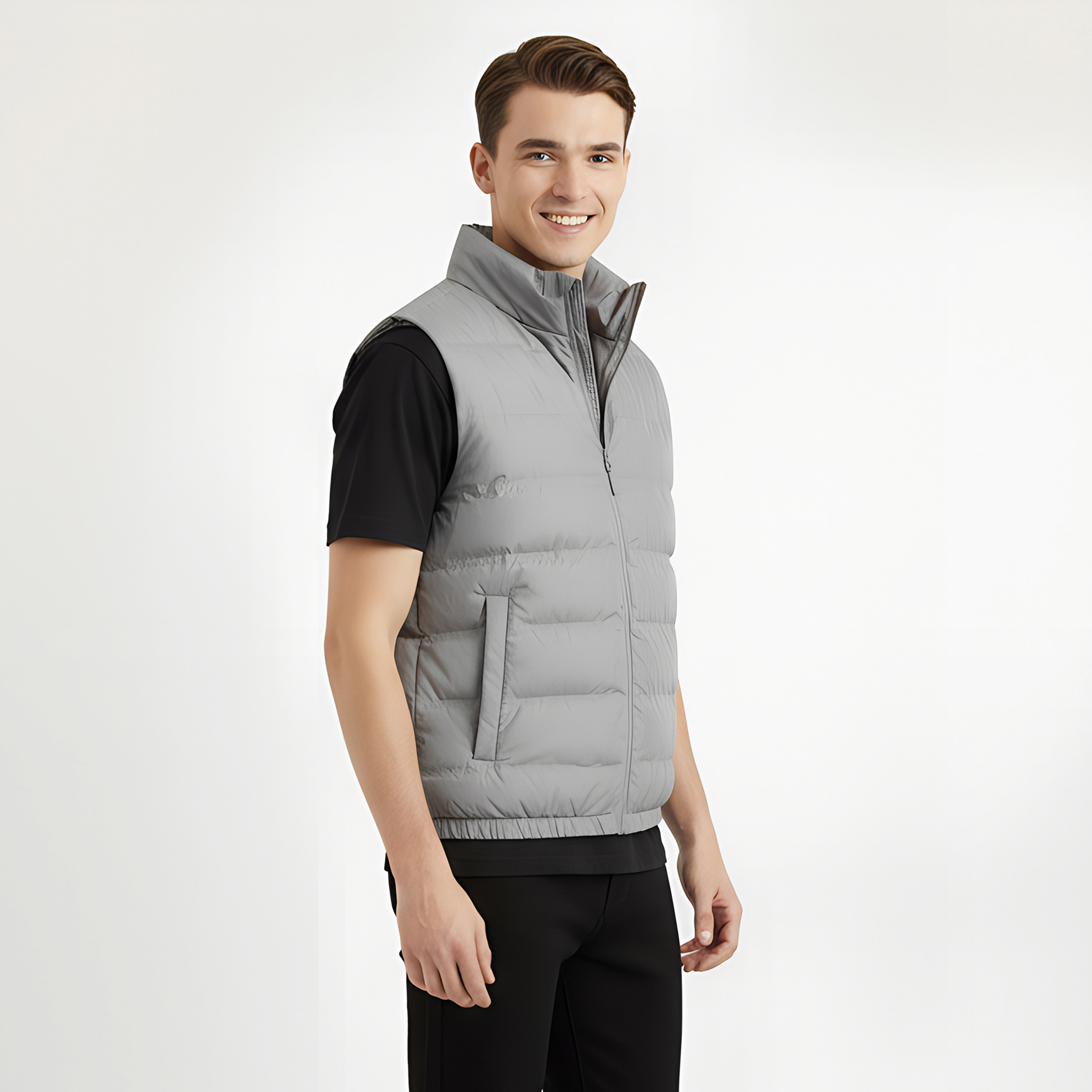 جاكيت مبطن بدون أكمام (جيليت) رجالي جاك آند جونز سادة بياقة عالية قائمة-men-clothing-jacketsandblazers-jackets-image-3