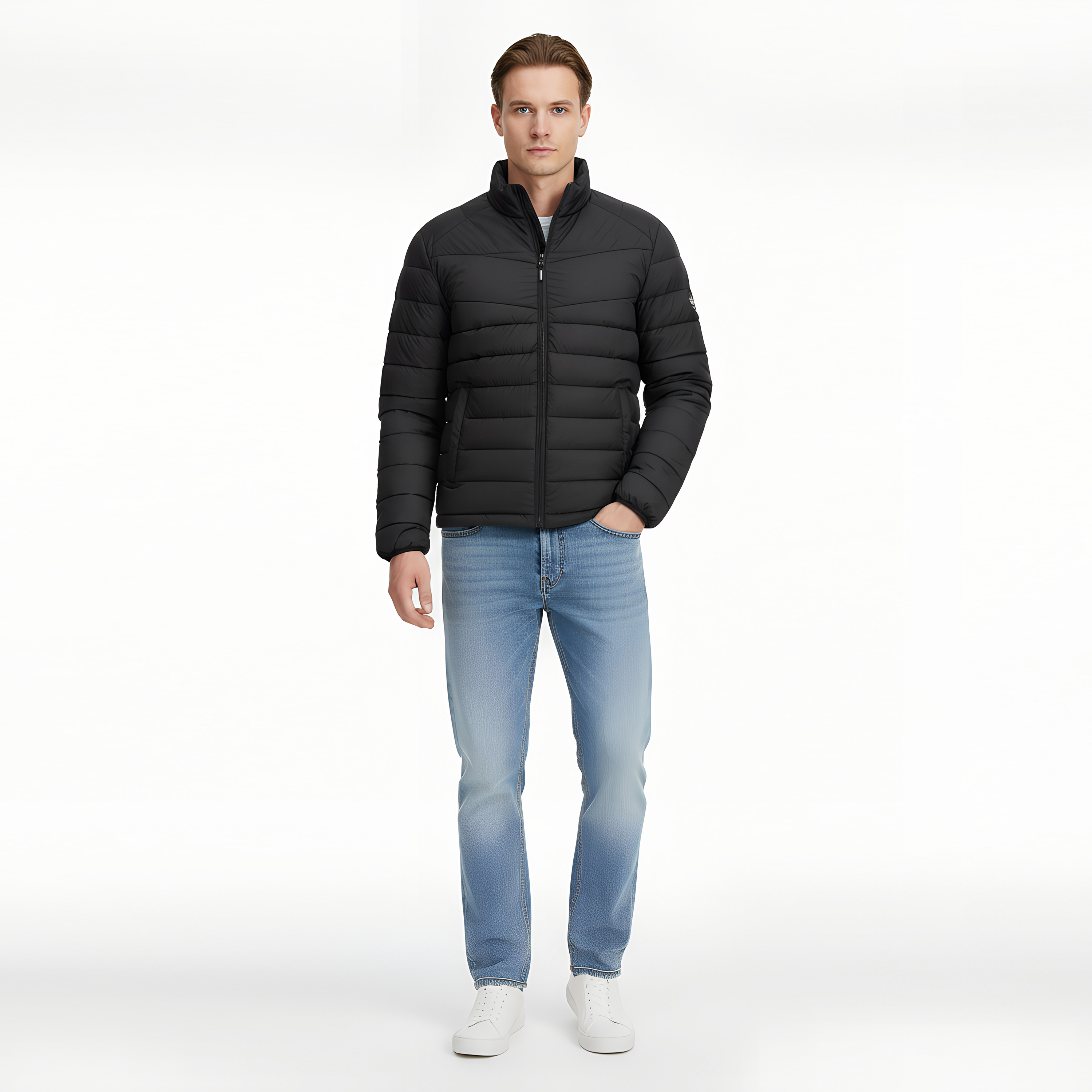 جاكيت منفوخ (بافر) رجالي جاك آند جونز سادة بياقة عالية قائمة وأكمام طويلة-men-clothing-jacketsandblazers-jackets-image-2