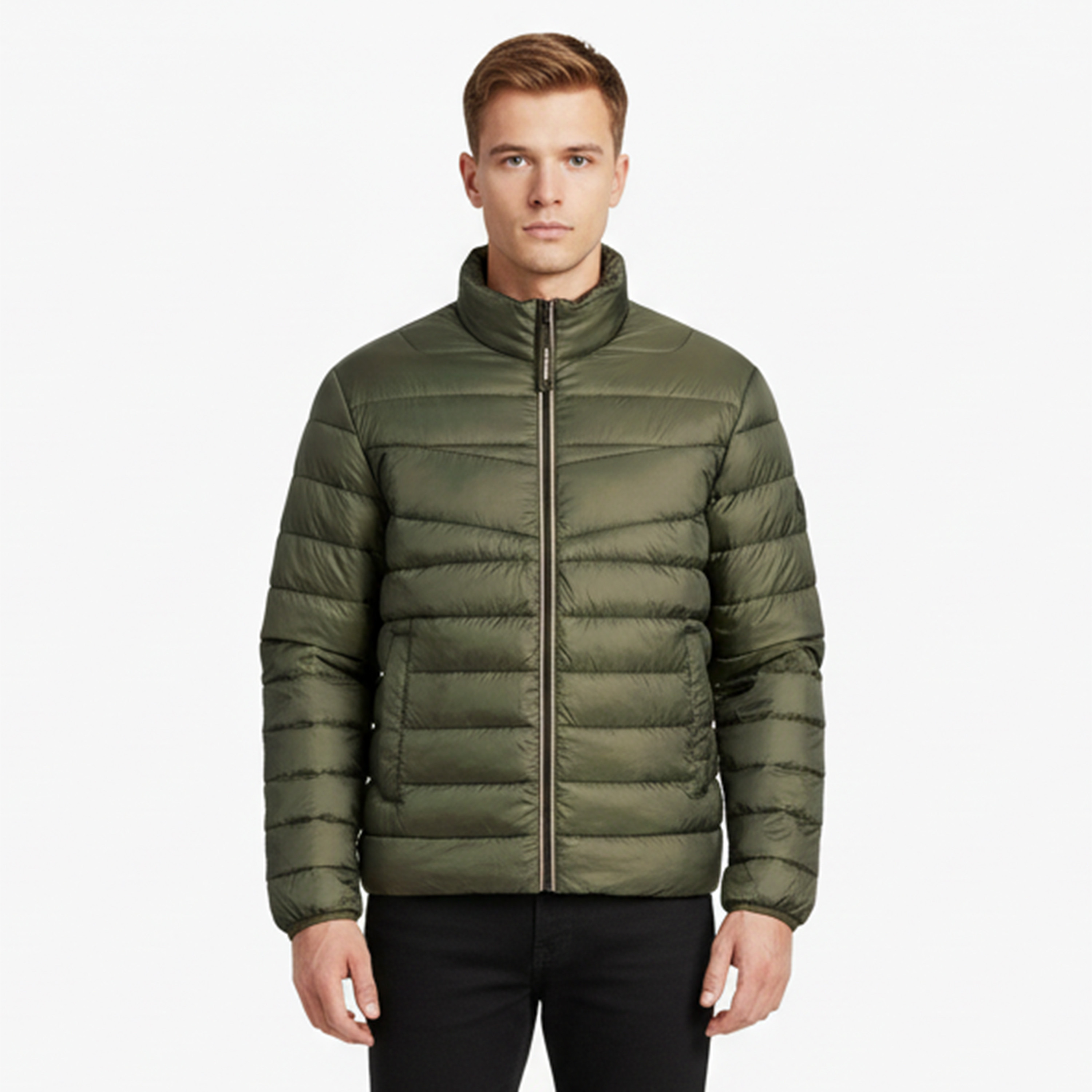 جاكيت منفوخ (بافر) رجالي جاك آند جونز سادة بياقة عالية قائمة وأكمام طويلة-men-clothing-jacketsandblazers-jackets-image-4