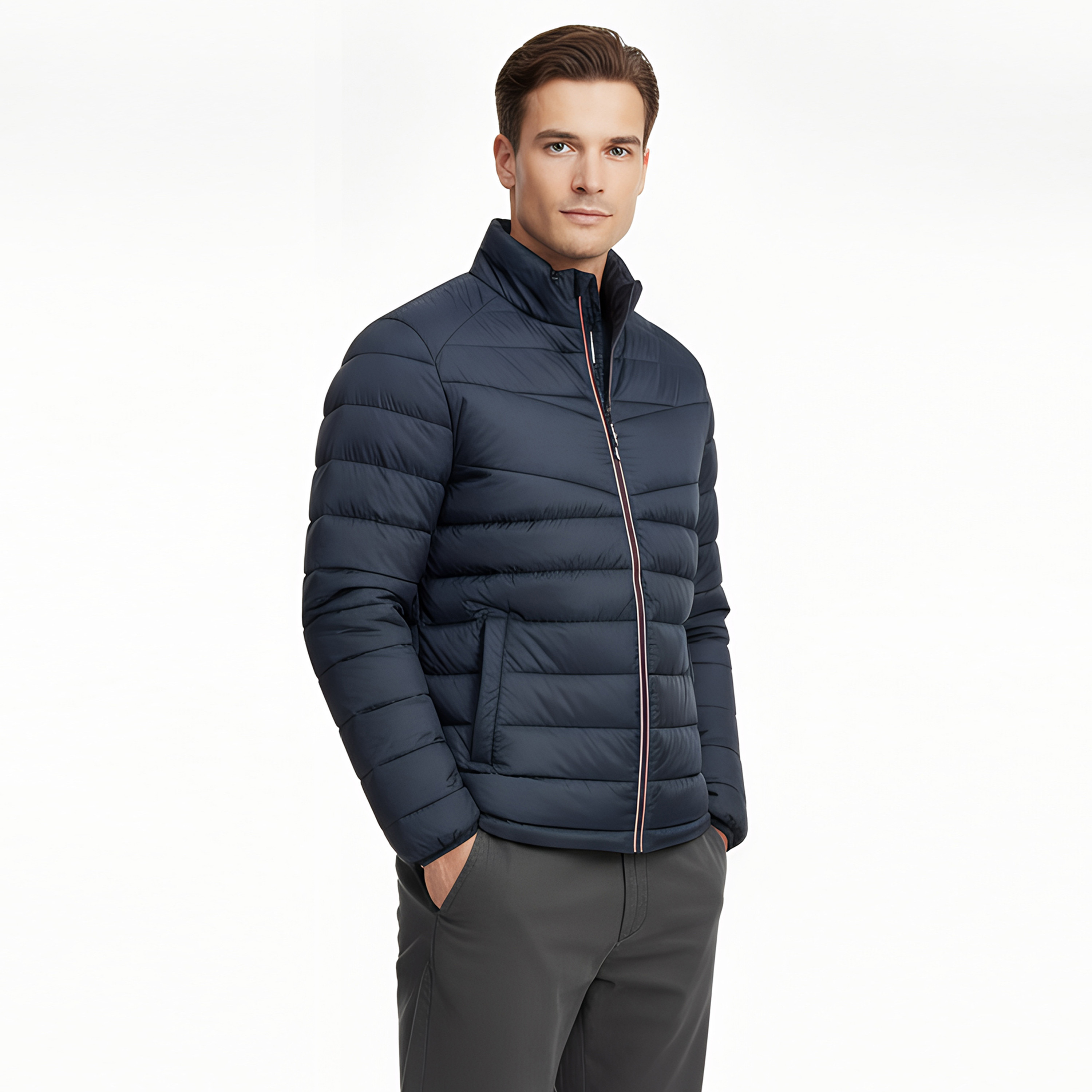 جاكيت منفوخ (بافر) رجالي جاك آند جونز سادة بياقة عالية قائمة وأكمام طويلة-men-clothing-jacketsandblazers-jackets-image-9