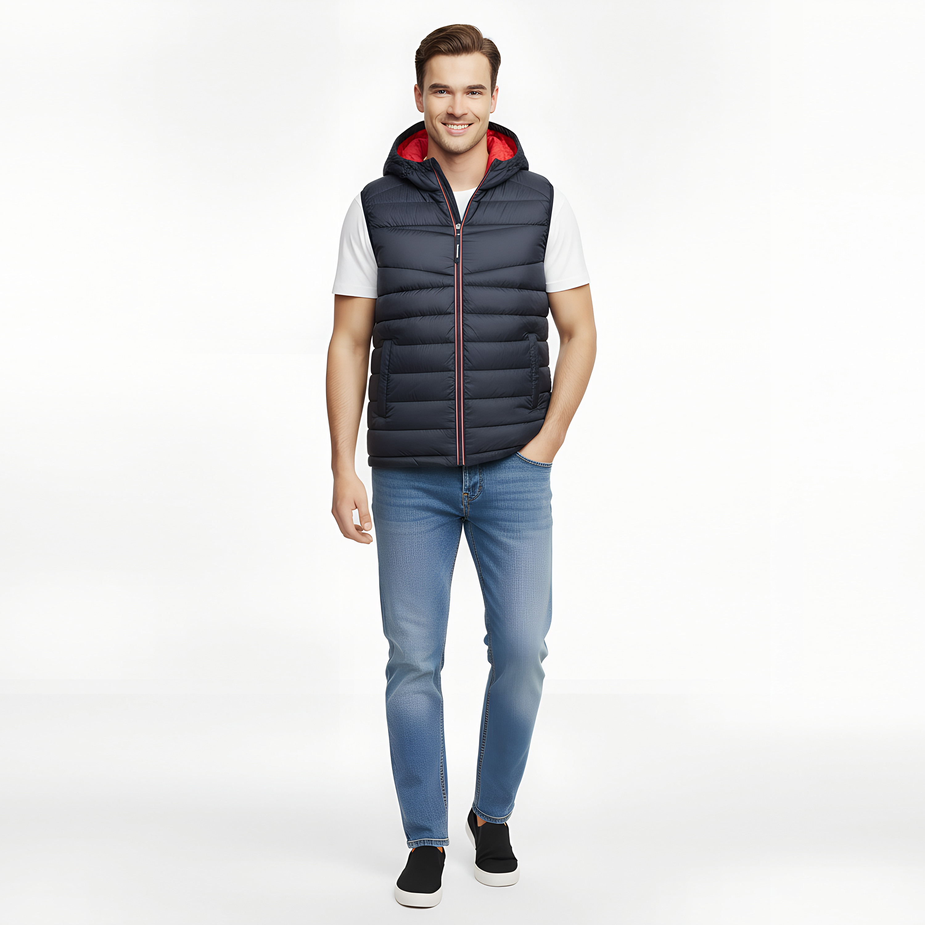 Jack & Jones Plain Hooded Neck Sleeveless Men's Puffer Gilet-men-clothing-jacketsandblazers-jackets-image-2