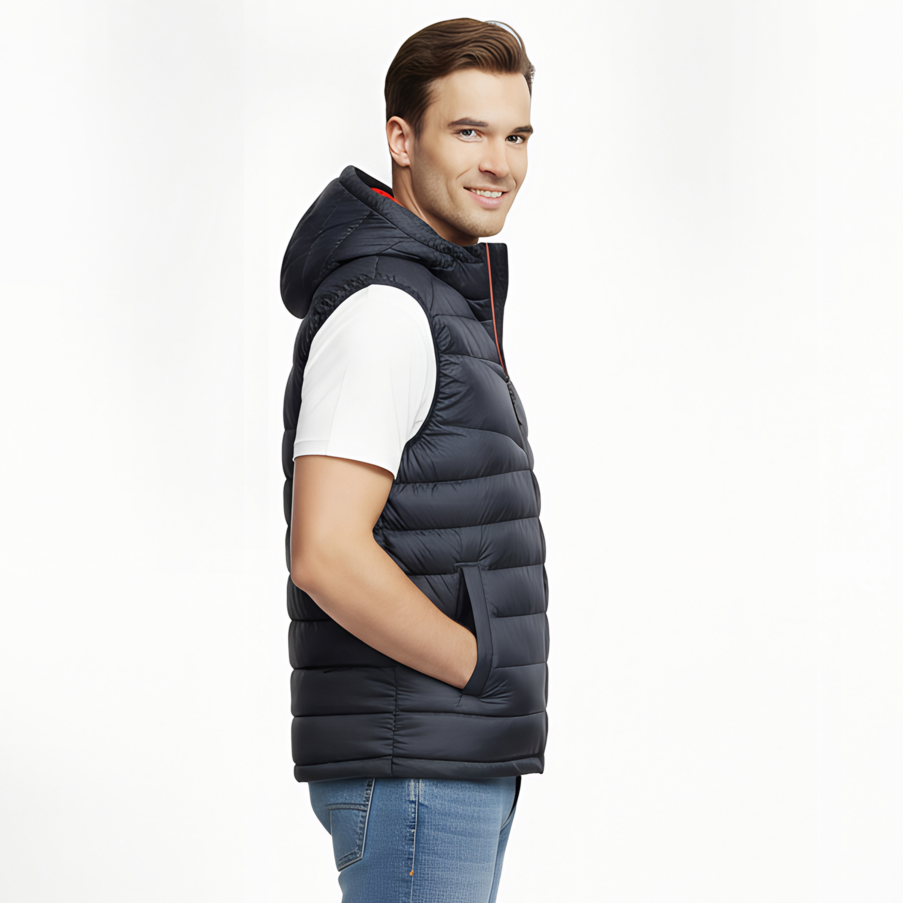 Jack & Jones Plain Hooded Neck Sleeveless Men's Puffer Gilet-men-clothing-jacketsandblazers-jackets-image-3