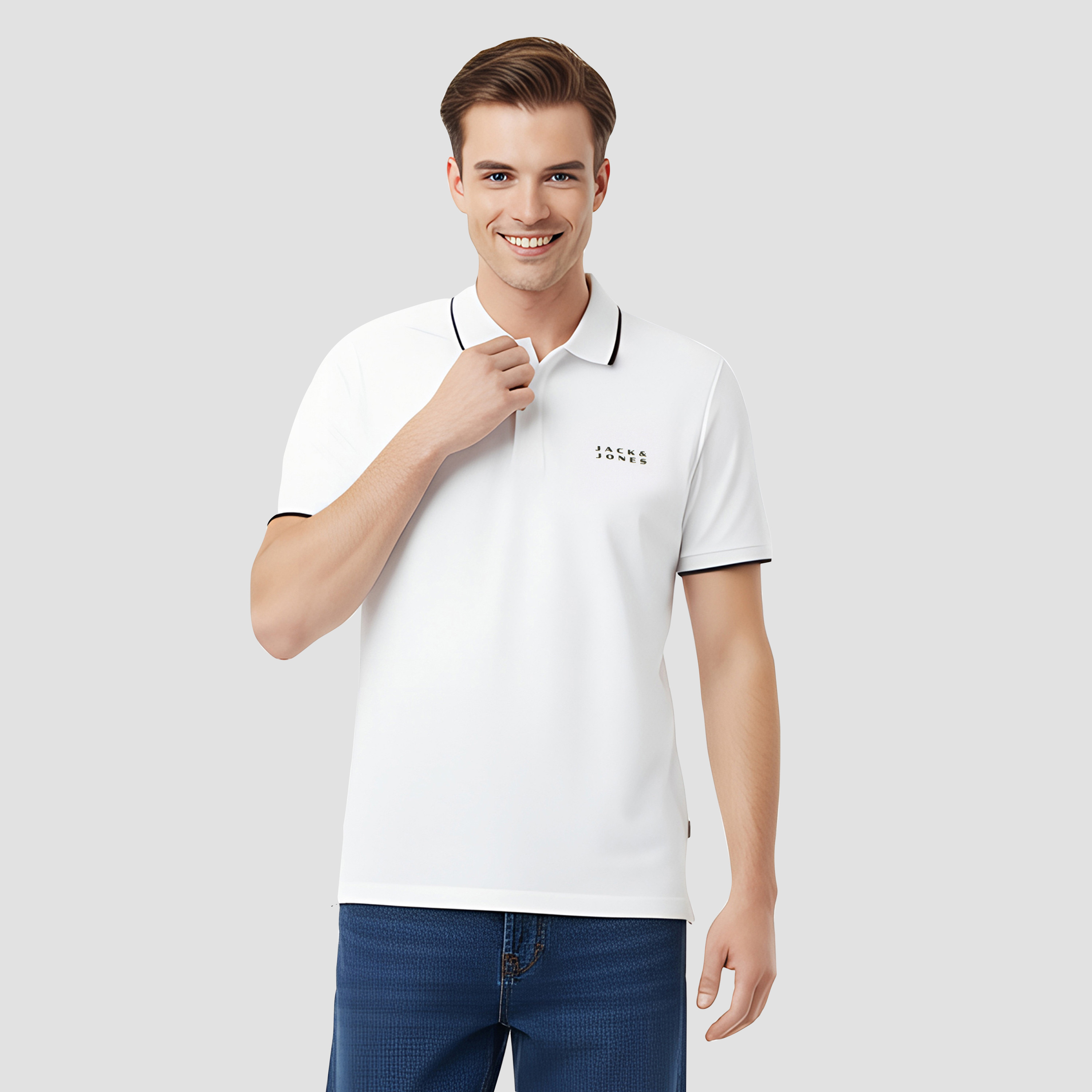 Jack & Jones Plain Collared Short Sleeves Men's Polo T-Shirt-men-clothing-tshirtsandpolos-polos-image-1