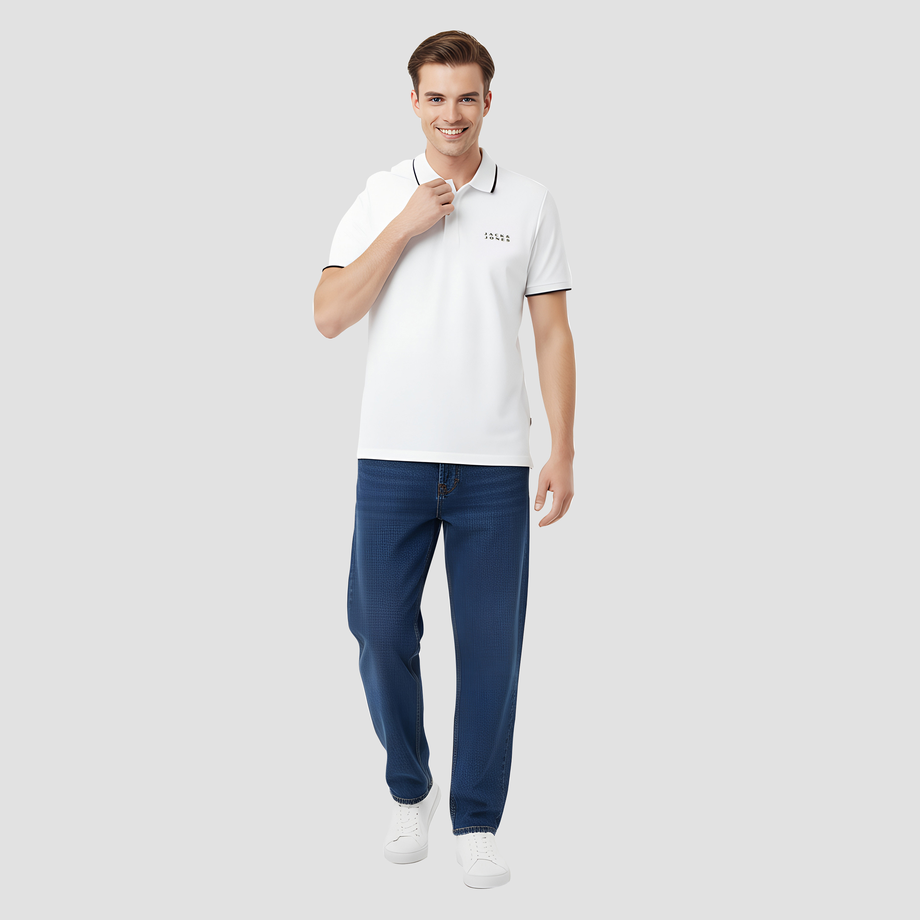 تي شيرت بولو رجالي سادة بياقة وأكمام قصيرة من جاك اند جونز-men-clothing-tshirtsandpolos-polos-image-5