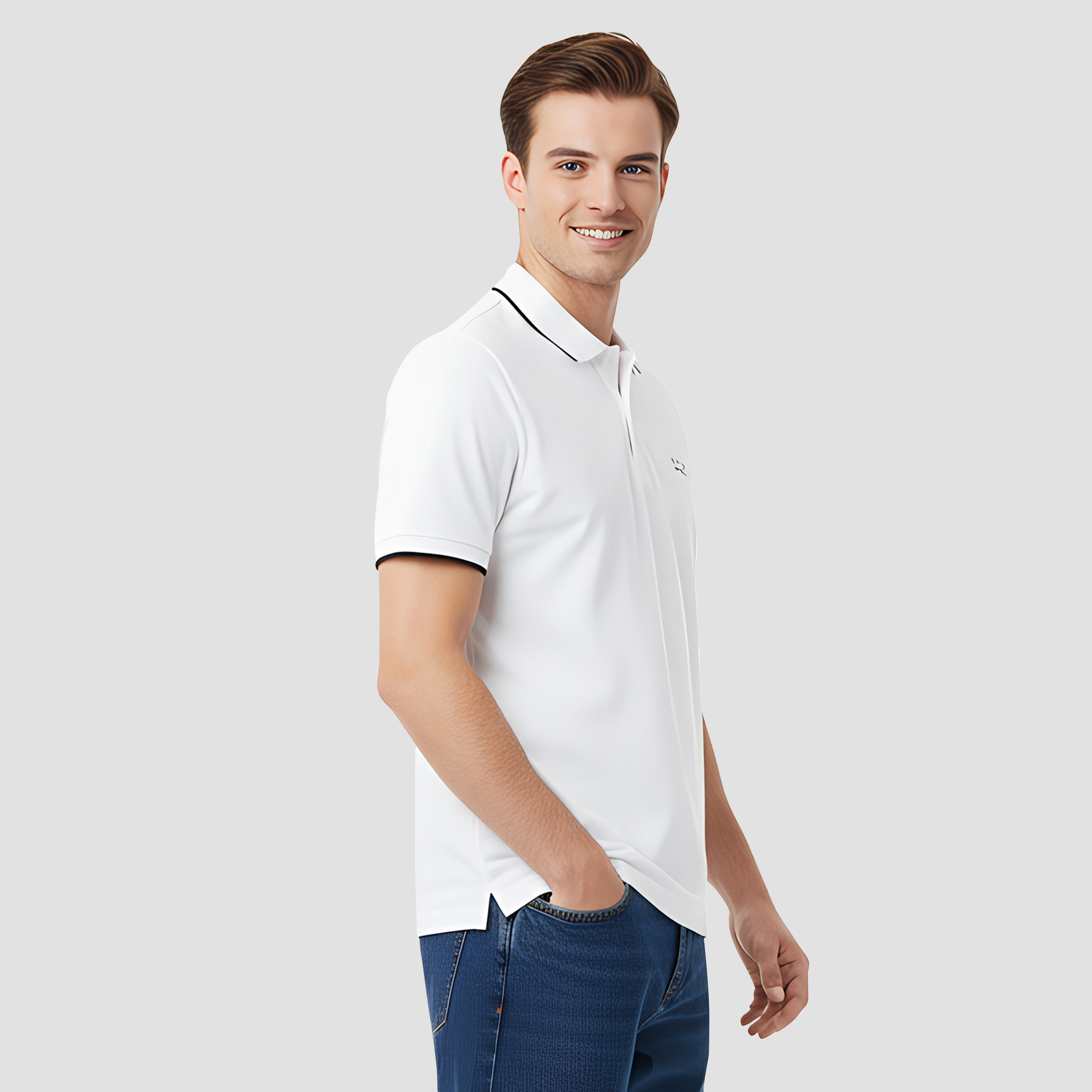 تي شيرت بولو رجالي سادة بياقة وأكمام قصيرة من جاك اند جونز-men-clothing-tshirtsandpolos-polos-image-6