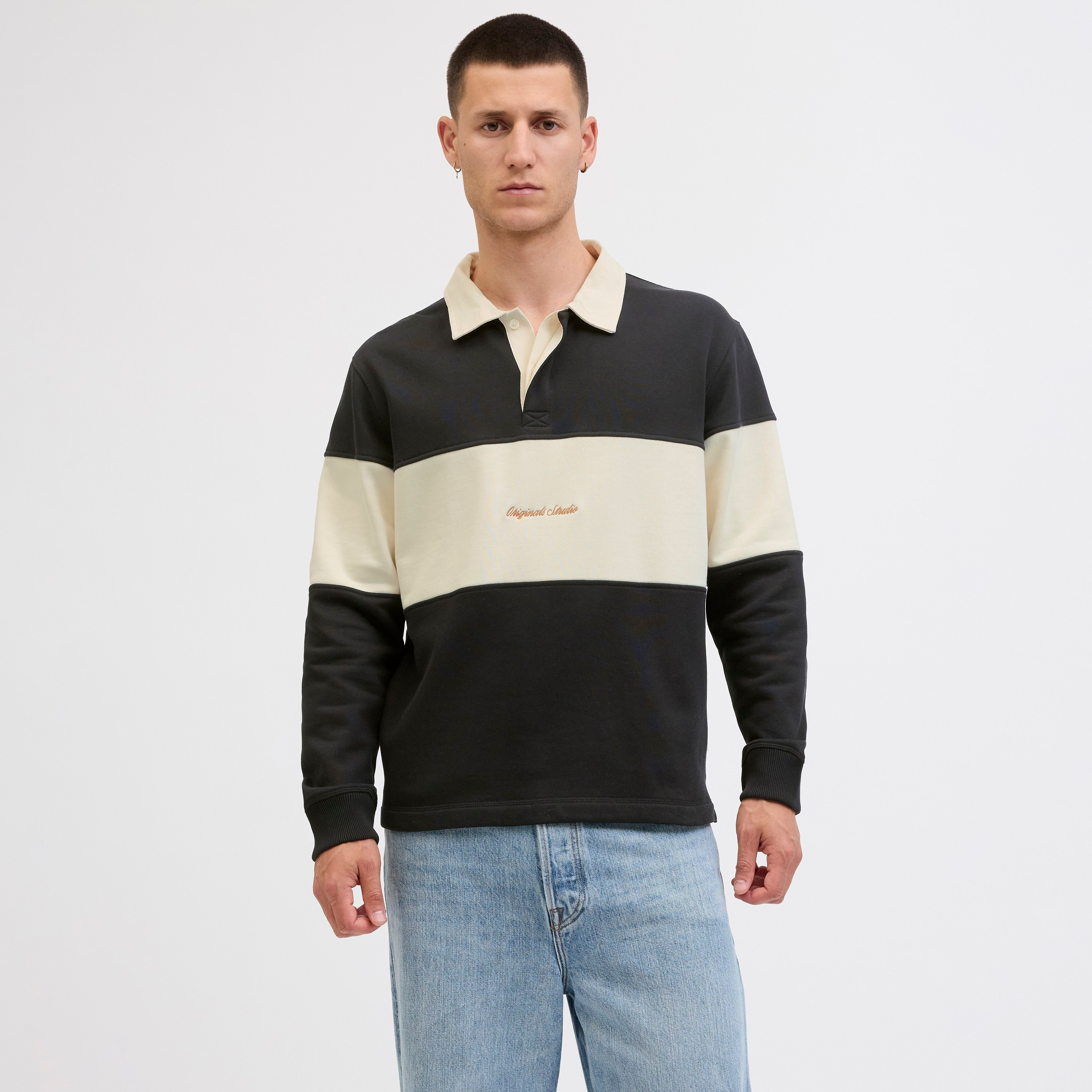كنزة صوفية رجالية بألوان متعددة بياقة وأكمام طويلة من جاك ان جونز-men-winterwear-hoodiesandsweatshirts-image-1
