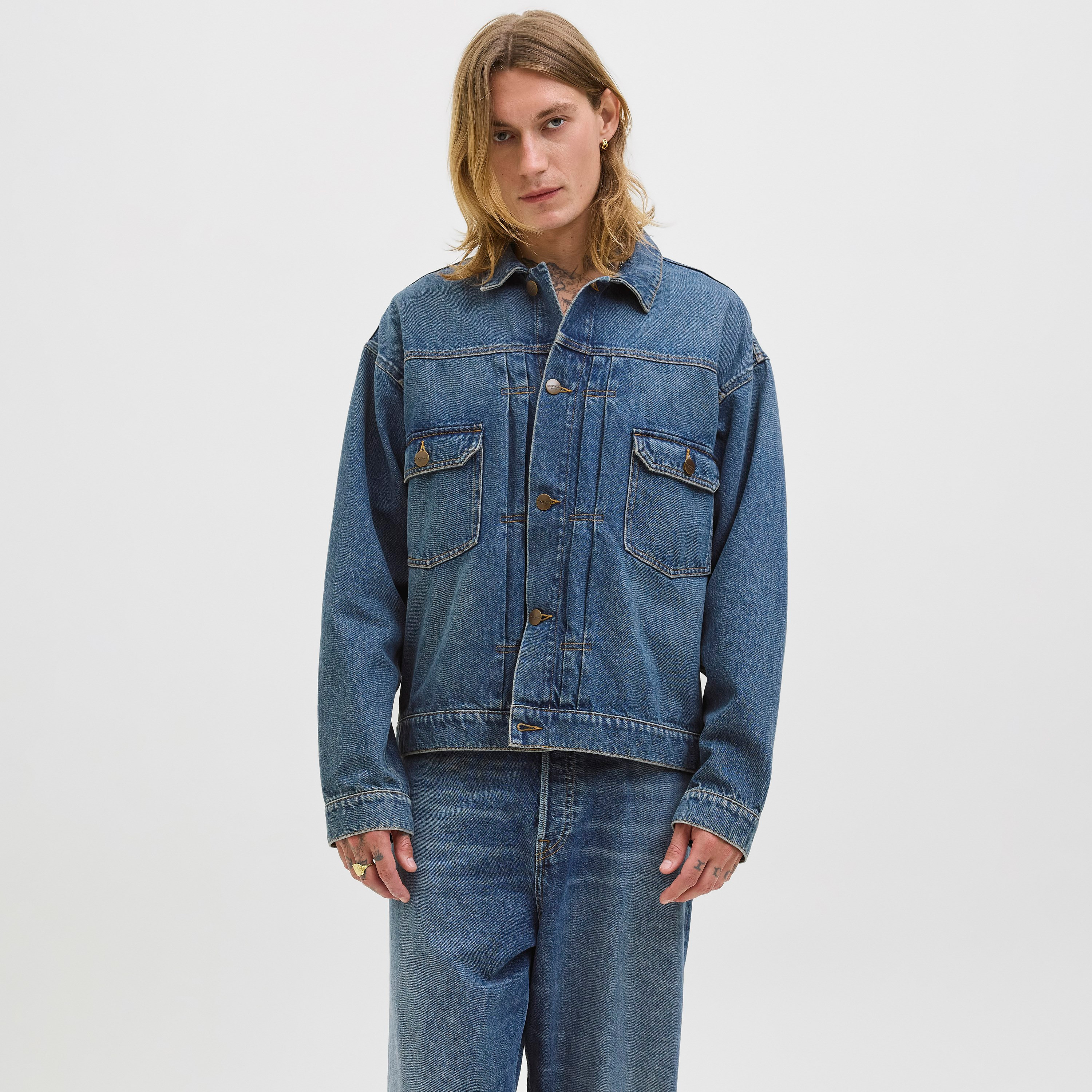 Jack & Jones Collared Long Sleeves Men's Denim Jacket-men-clothing-jacketsandblazers-jackets-image-1