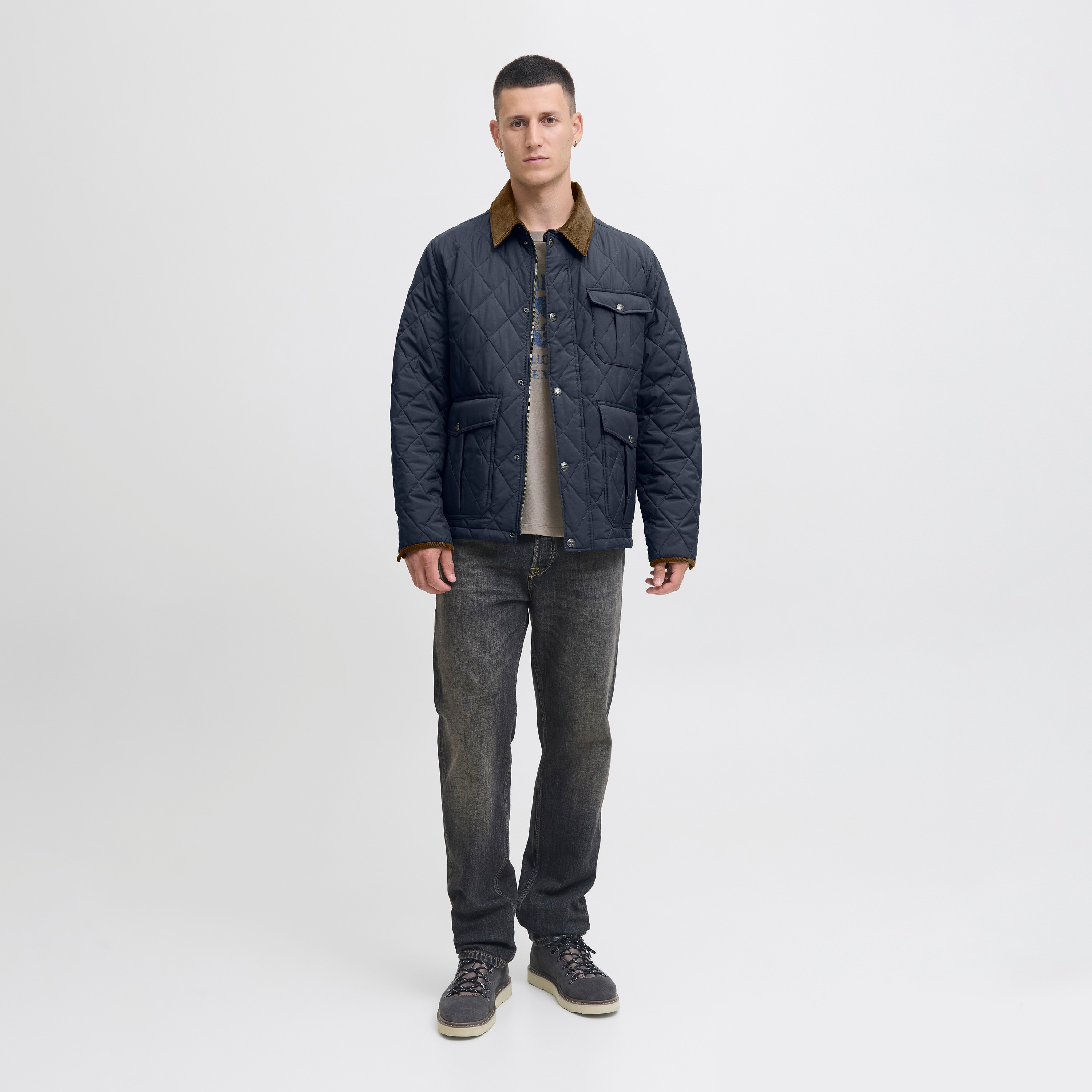 Jack & Jones Plain Spread Collar Long Sleeves Men's Quilted Jacket-men-clothing-jacketsandblazers-jackets-image-2