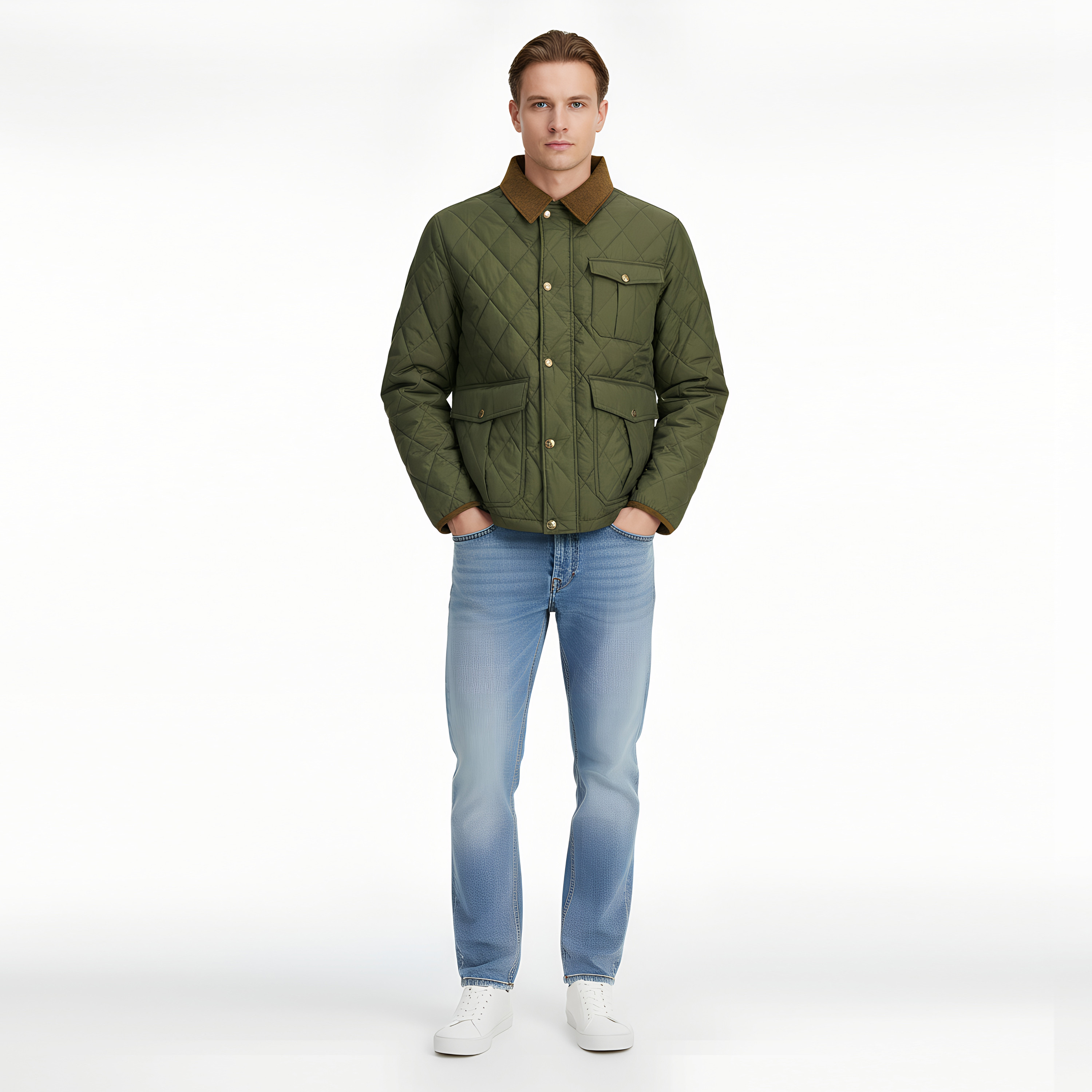 Jack & Jones Plain Spread Collar Long Sleeves Men's Quilted Jacket-men-clothing-jacketsandblazers-jackets-image-6