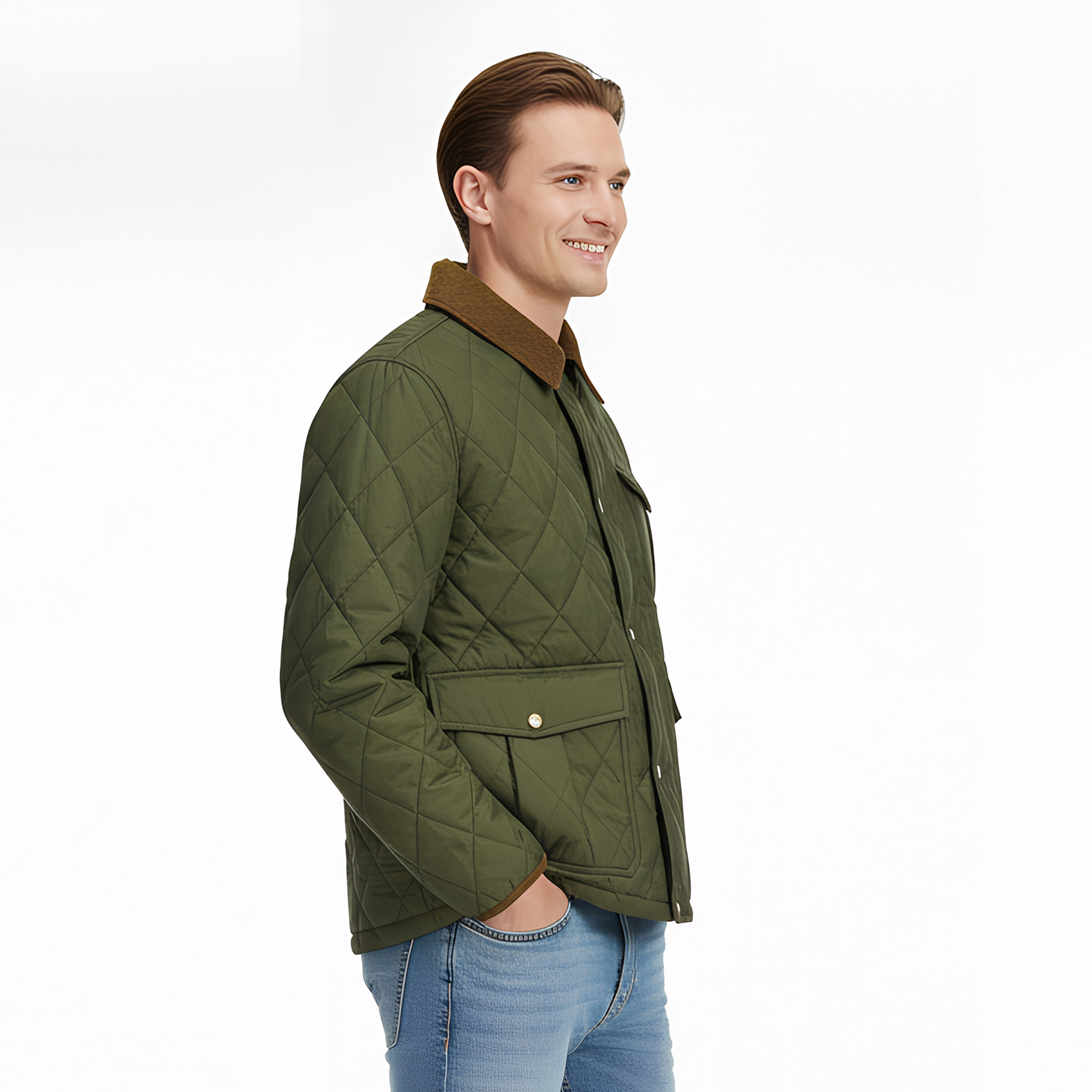 Jack & Jones Plain Spread Collar Long Sleeves Men's Quilted Jacket-men-clothing-jacketsandblazers-jackets-image-3