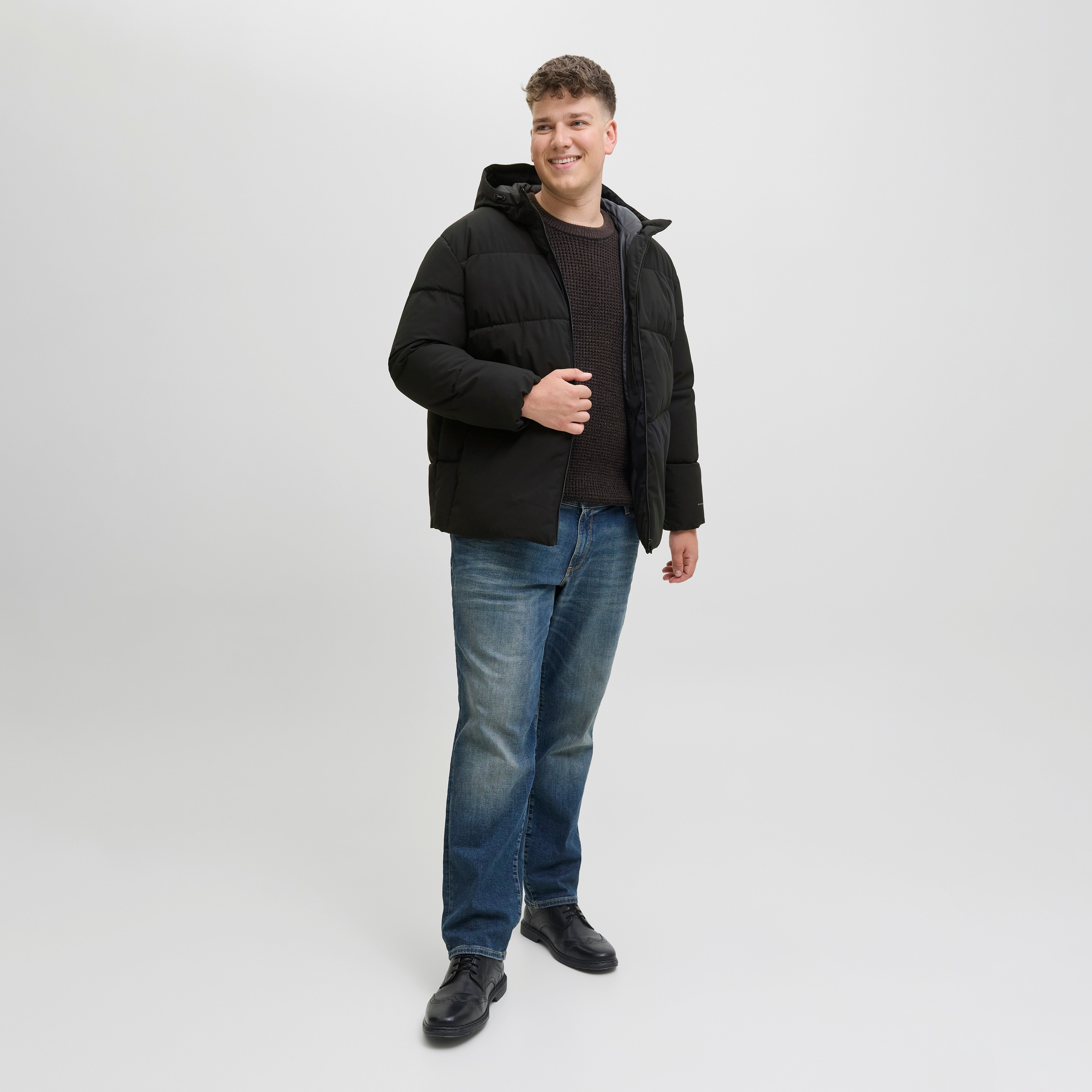 Jack & Jones Plus Size Plain Hooded Neck Long Sleeves Men's Puffer Jacket-men-clothing-jacketsandblazers-jackets-image-2