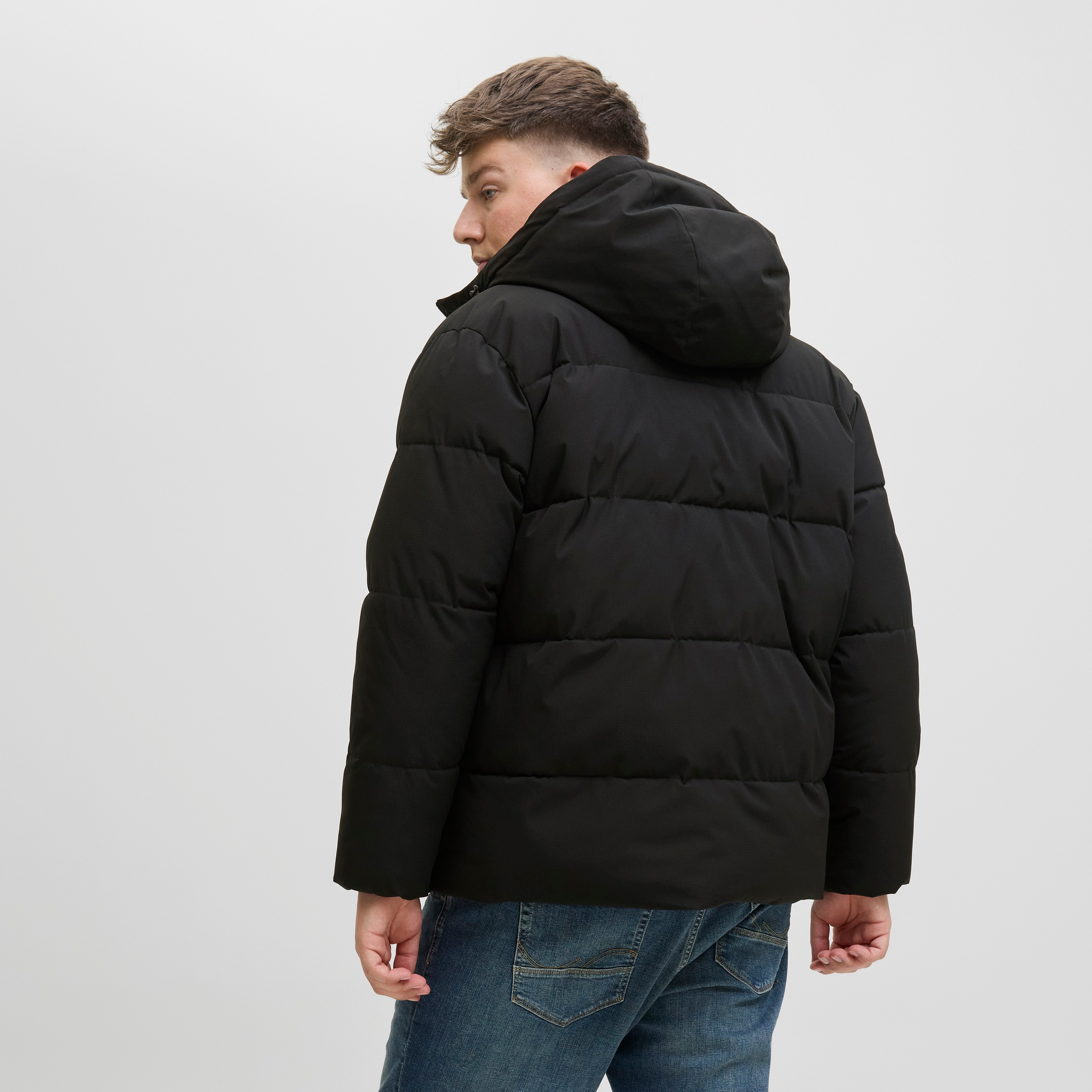 Jack & Jones Plus Size Plain Hooded Neck Long Sleeves Men's Puffer Jacket-men-clothing-jacketsandblazers-jackets-image-4