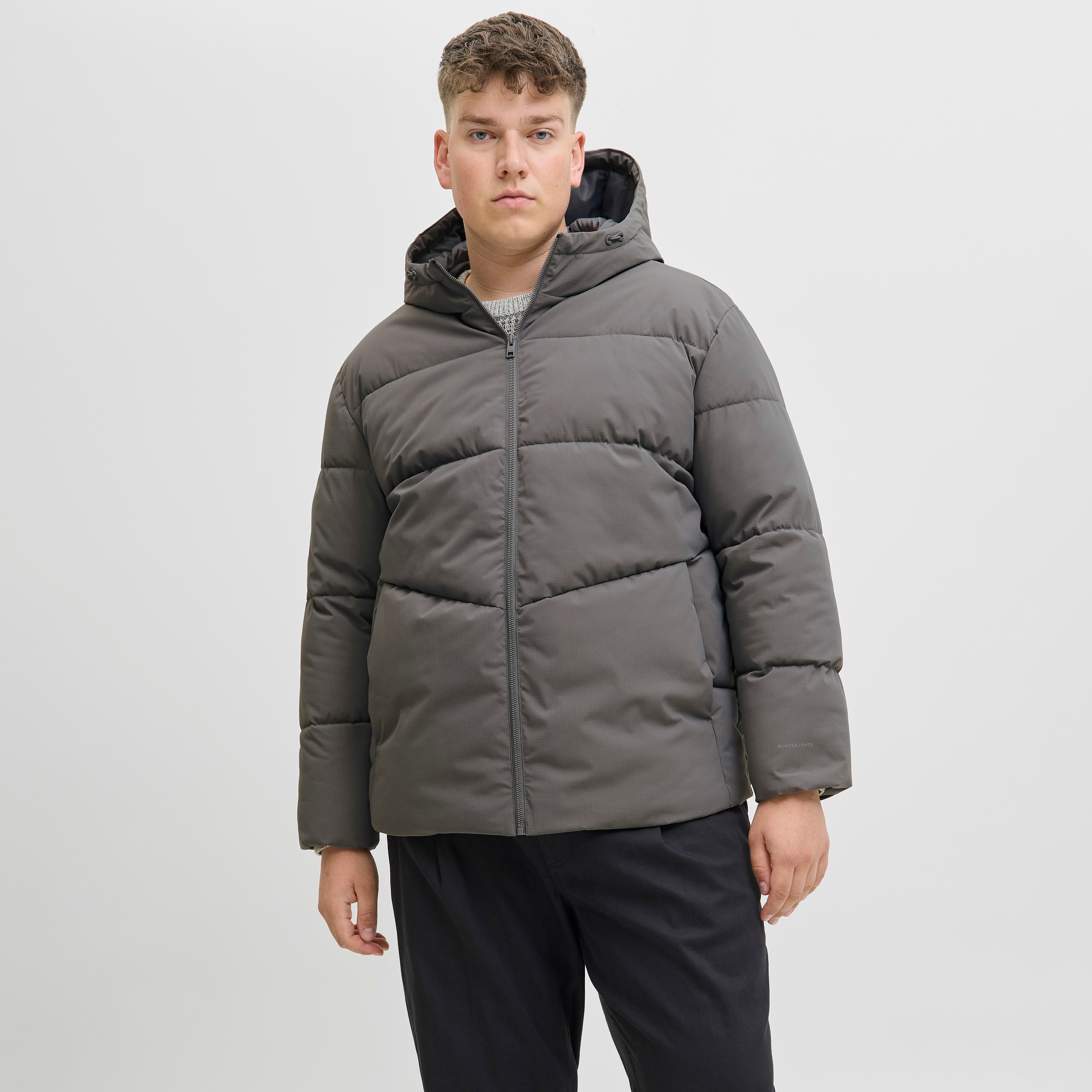 Jack & Jones Plus Size Plain Hooded Neck Long Sleeves Men's Puffer Jacket-men-clothing-jacketsandblazers-jackets-image-1