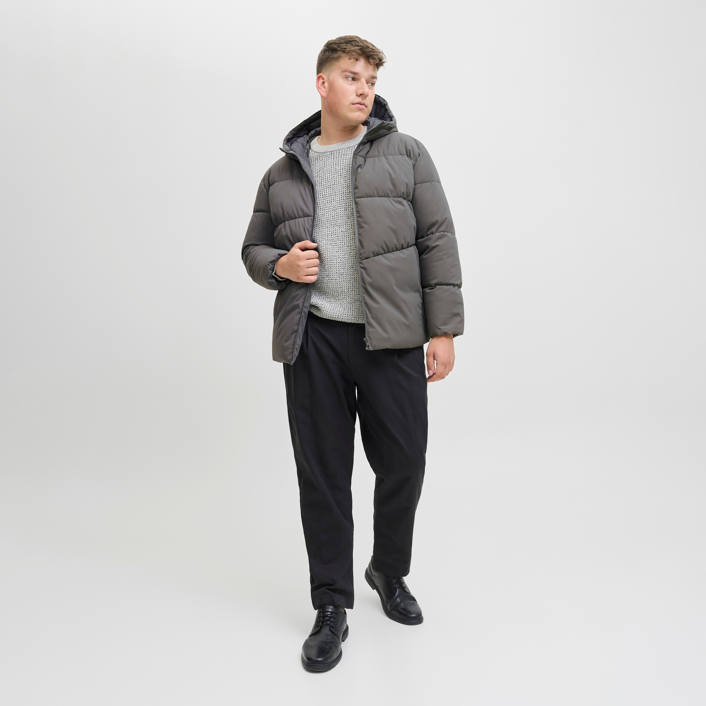 Jack & Jones Plus Size Plain Hooded Neck Long Sleeves Men's Puffer Jacket-men-clothing-jacketsandblazers-jackets-image-2
