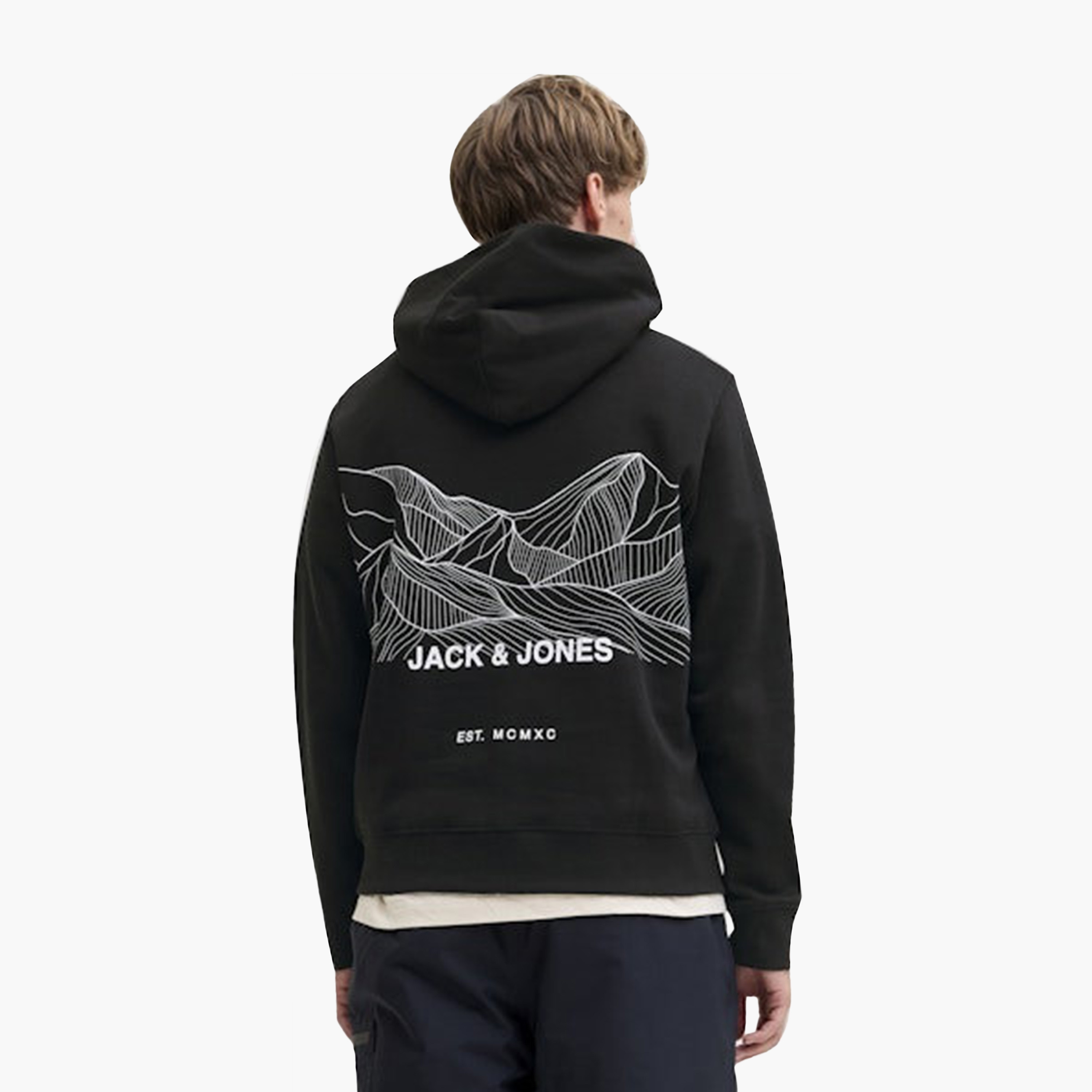 Jack & Jones Abstract Topographic Hooded Neck Long Sleeves Men's Sweatshirt-men-clothing-hoodiesandsweatshirts-image-4