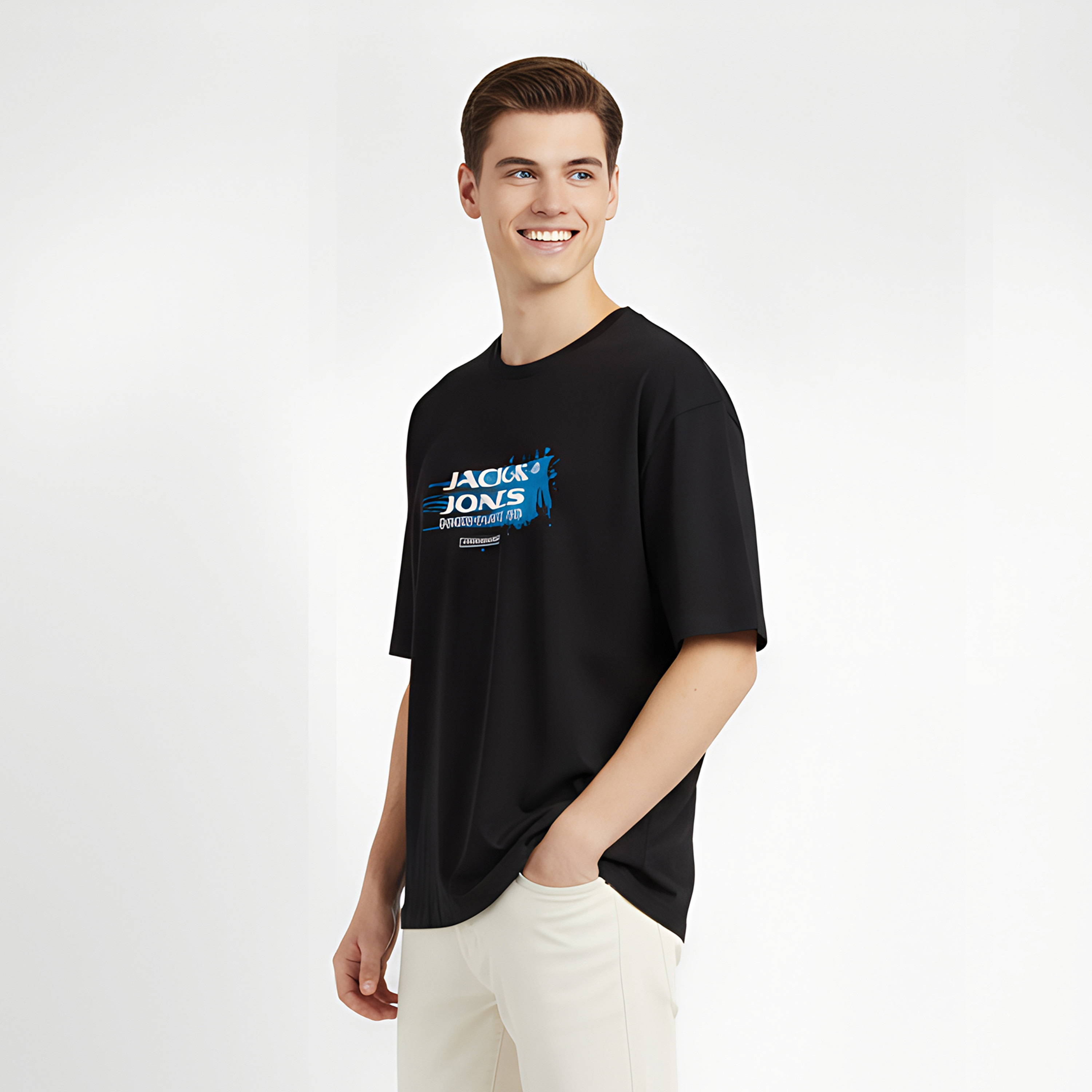 تي شيرت رجالي مطبوع بياقة دائرية وأكمام قصيرة من جاك اند جونز-men-clothing-tshirtsandpolos-tshirts-image-3