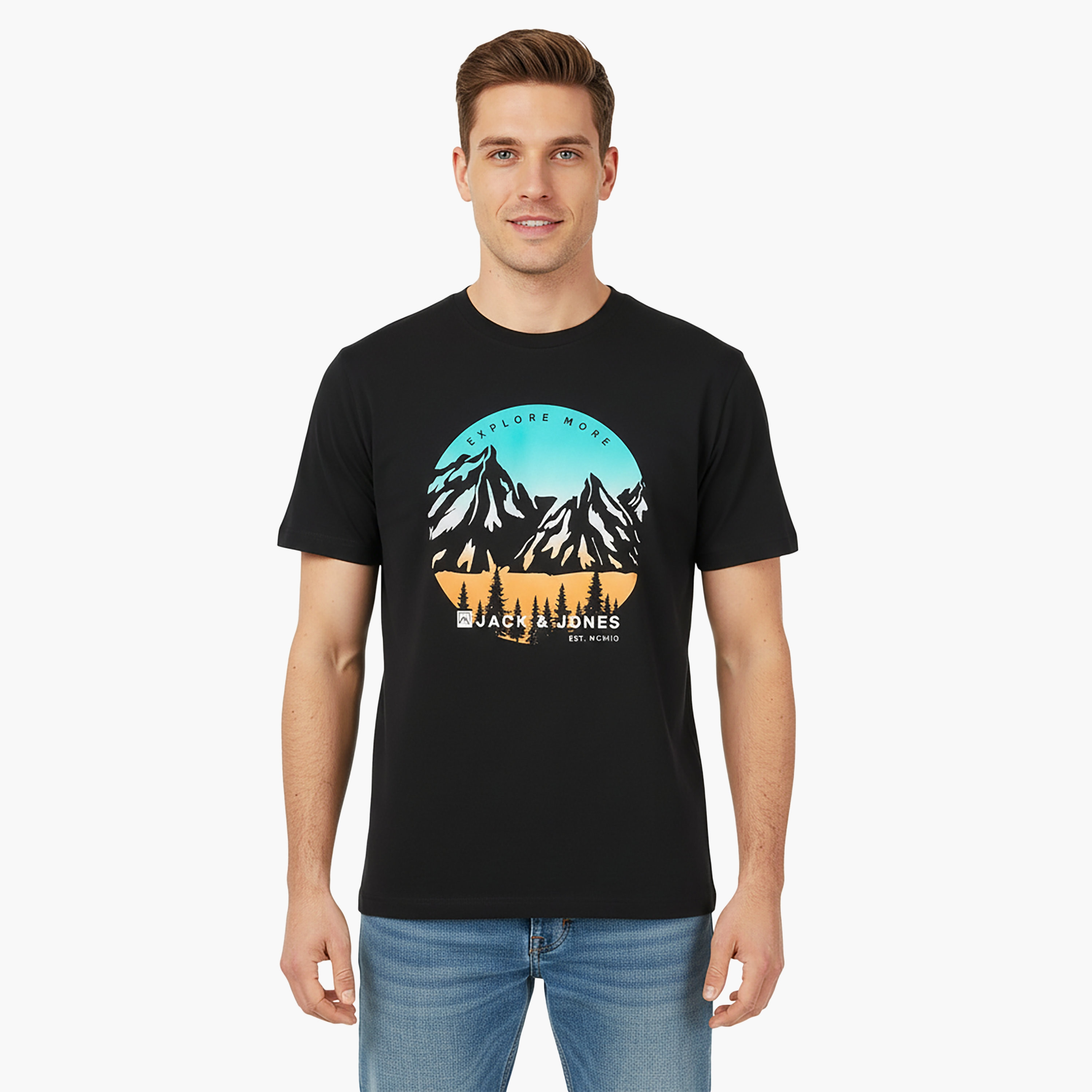 Jack & Jones Graphic Printed Crew Neck Short Sleeves Men's T-Shirt-men-clothing-tshirtsandpolos-tshirts-image-1