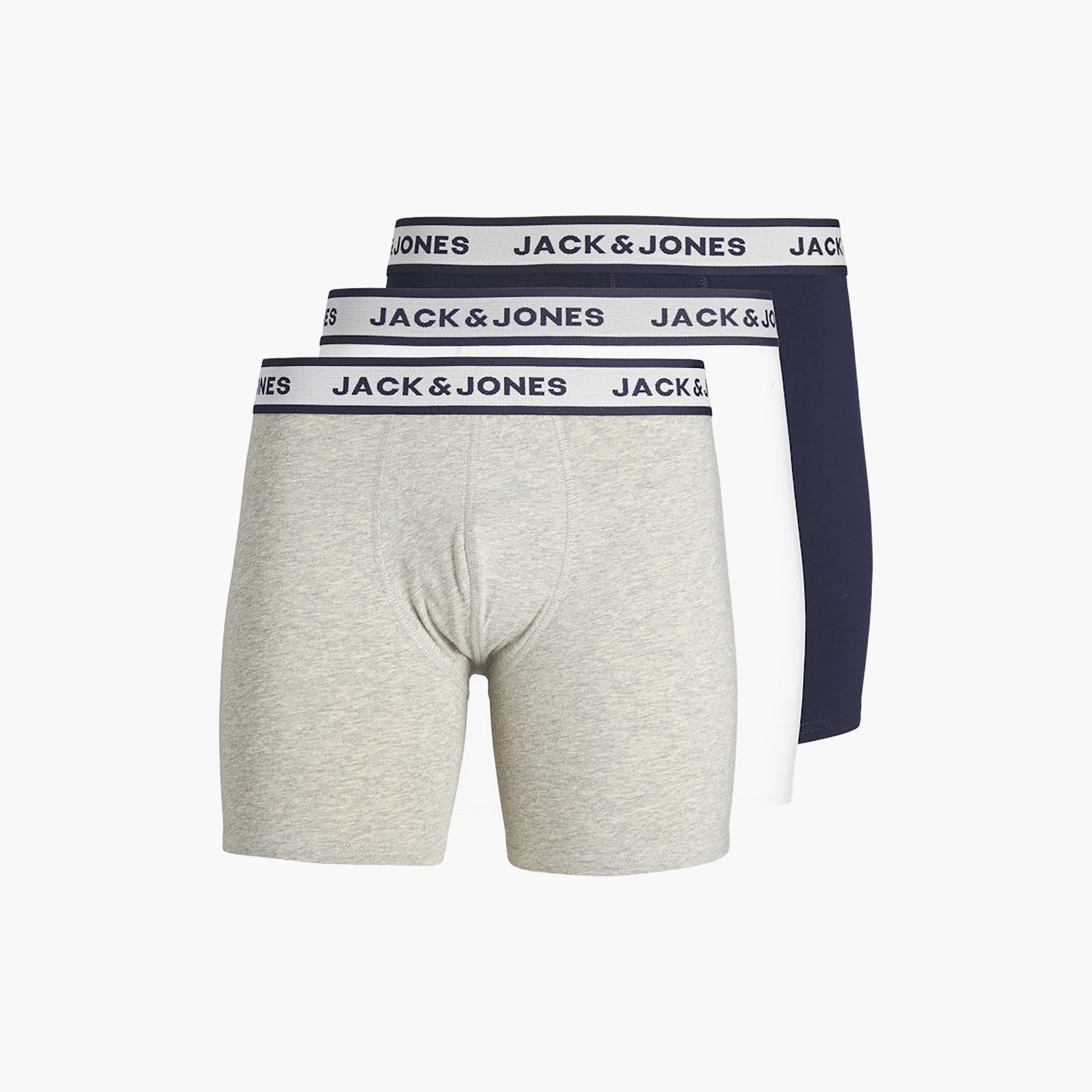 Jack & Jones Plus Size Pack of 3 Brand Print Waistband Men's Boxer Briefs-men-clothing-innerwear-underwear-image-1