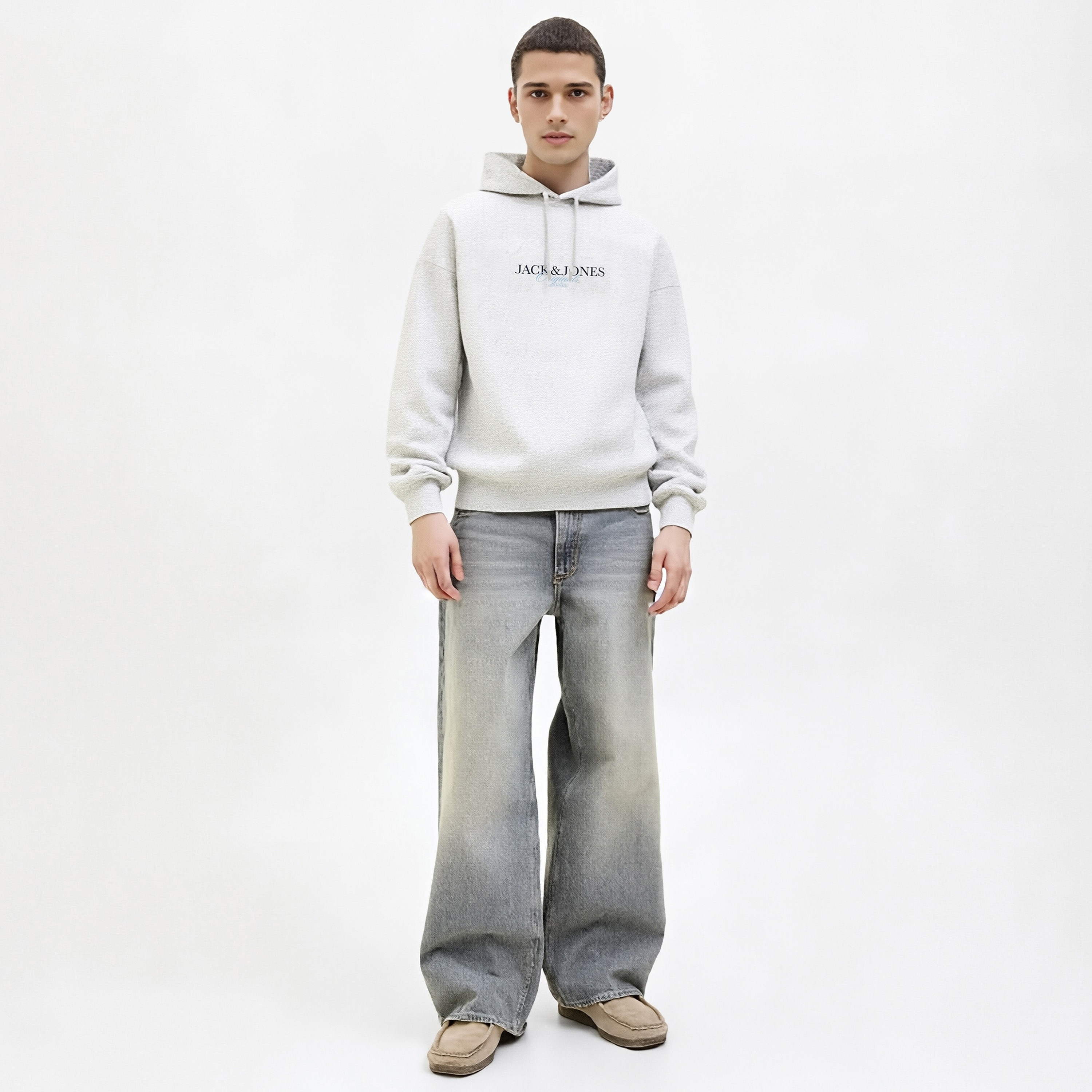 Jack & Jones Heather Hooded Neck Long Sleeves Men's Sweatshirt-men-winterwear-hoodiesandsweatshirts-image-2
