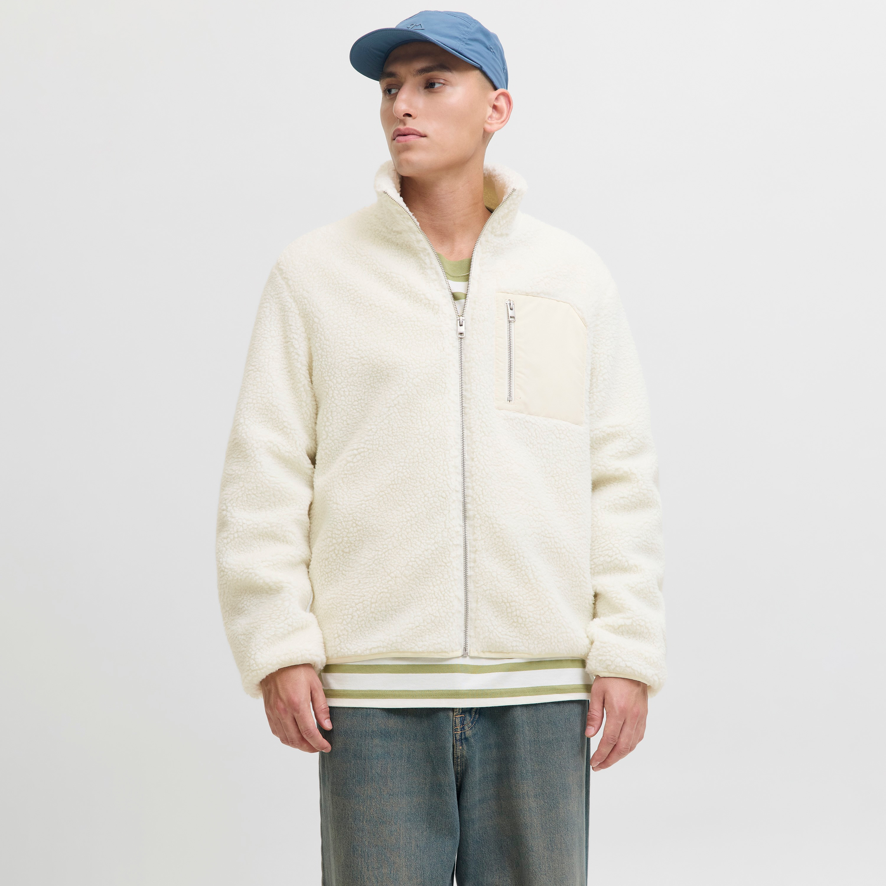 Jack & Jones Fleece High Stand Collar Long Sleeves Men's Teddy Jacket-men-clothing-jacketsandblazers-jackets-image-1