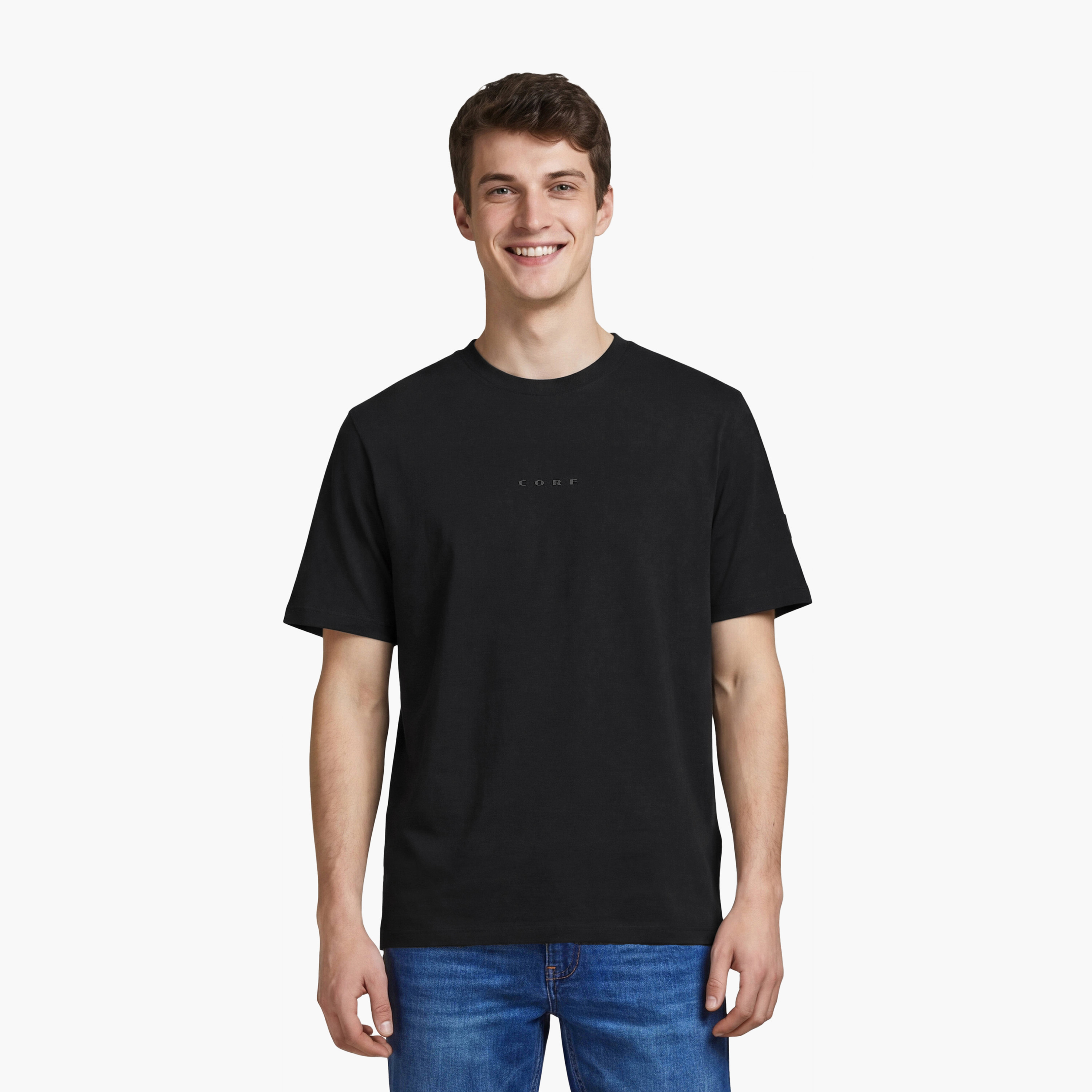 تيشيرت رجالي سادة بياقة دائرية وأكمام قصيرة من جاك ان جونز-men-clothing-tshirtsandpolos-tshirts-image-1