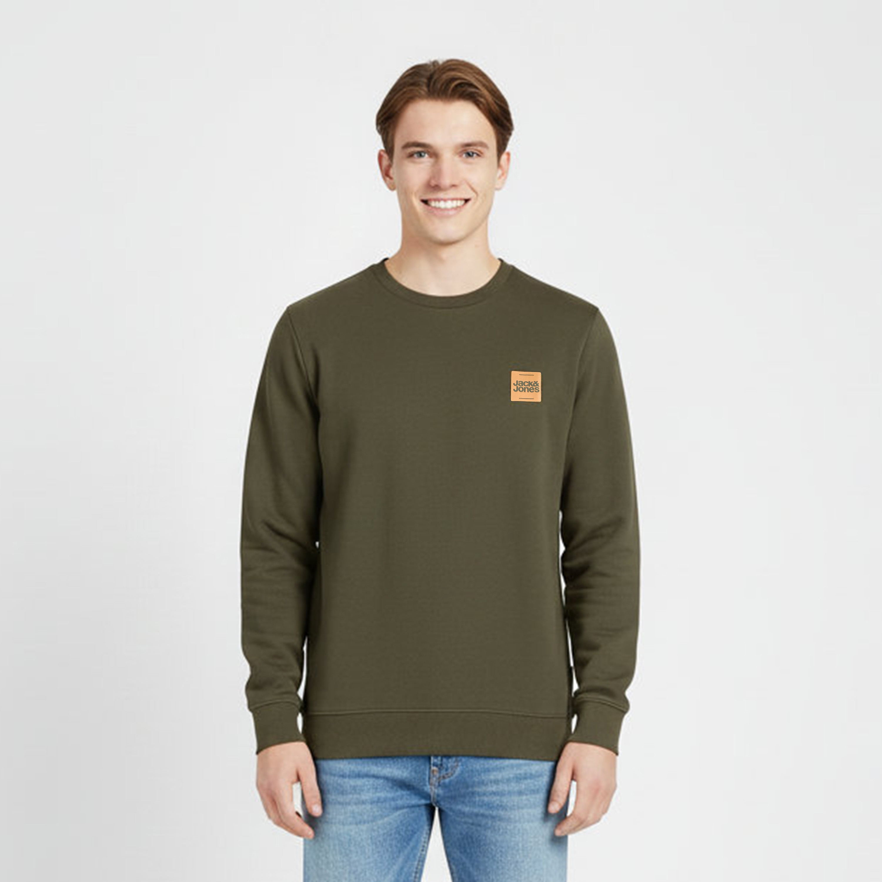 Jack & Jones Plus Size Plain Crew Neck Long Sleeves Men's Sweatshirt-men-winterwear-hoodiesandsweatshirts-image-1