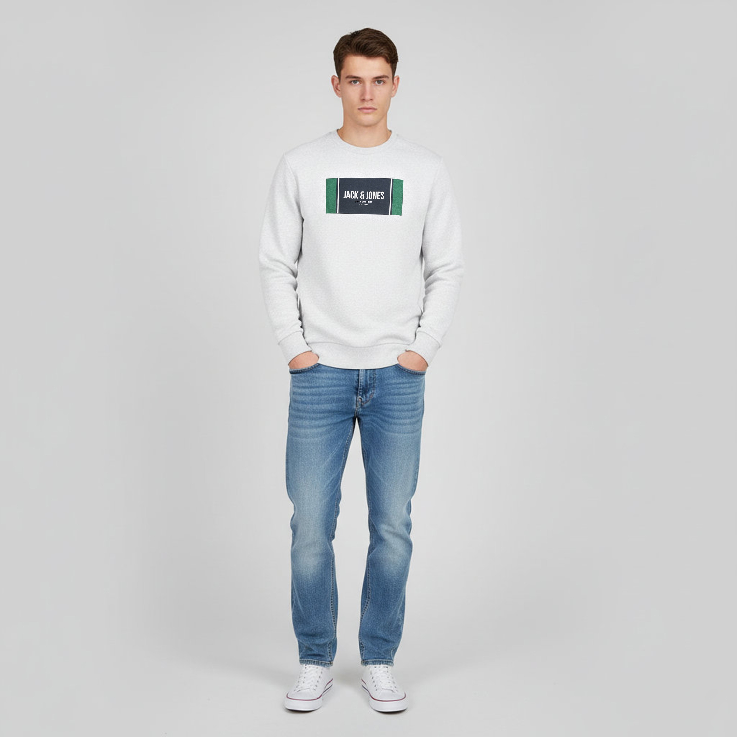 Jack & Jones Plus Size Printed Crew Neck Long Sleeves Men's Sweatshirt-men-winterwear-hoodiesandsweatshirts-image-2