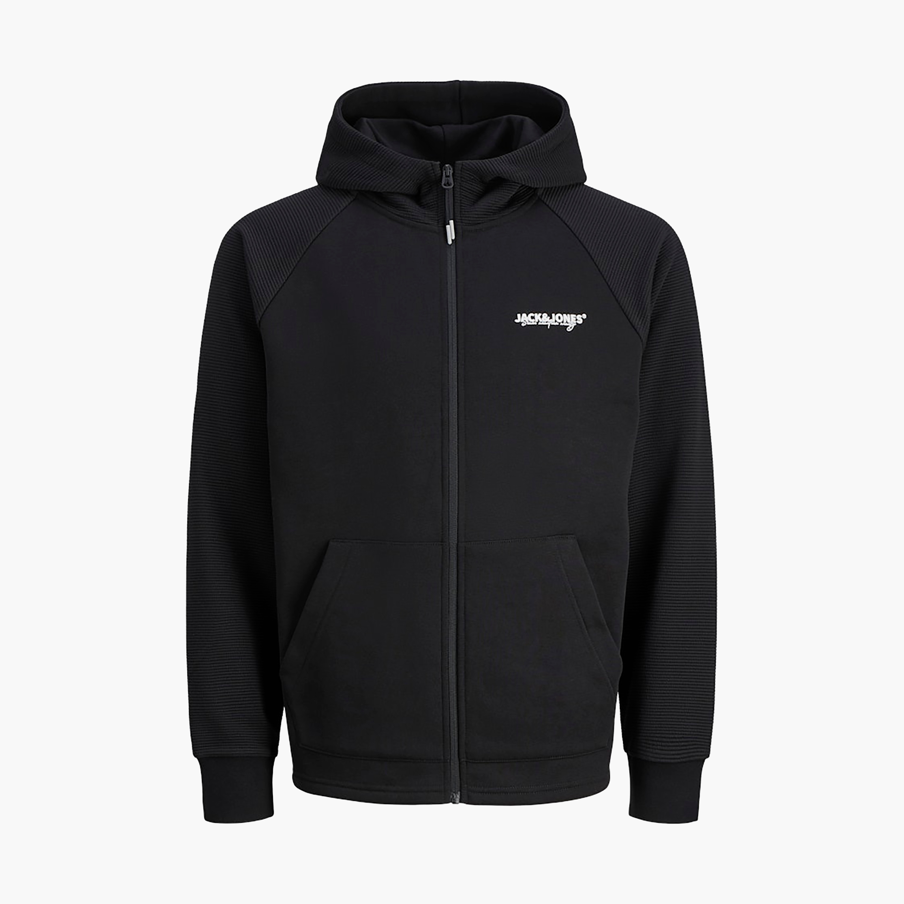 هودي رجالي سادة بأكمام طويلة وسحاب مقاس كبيرة من جاك آند جونز-men-winterwear-hoodiesandsweatshirts-image-4