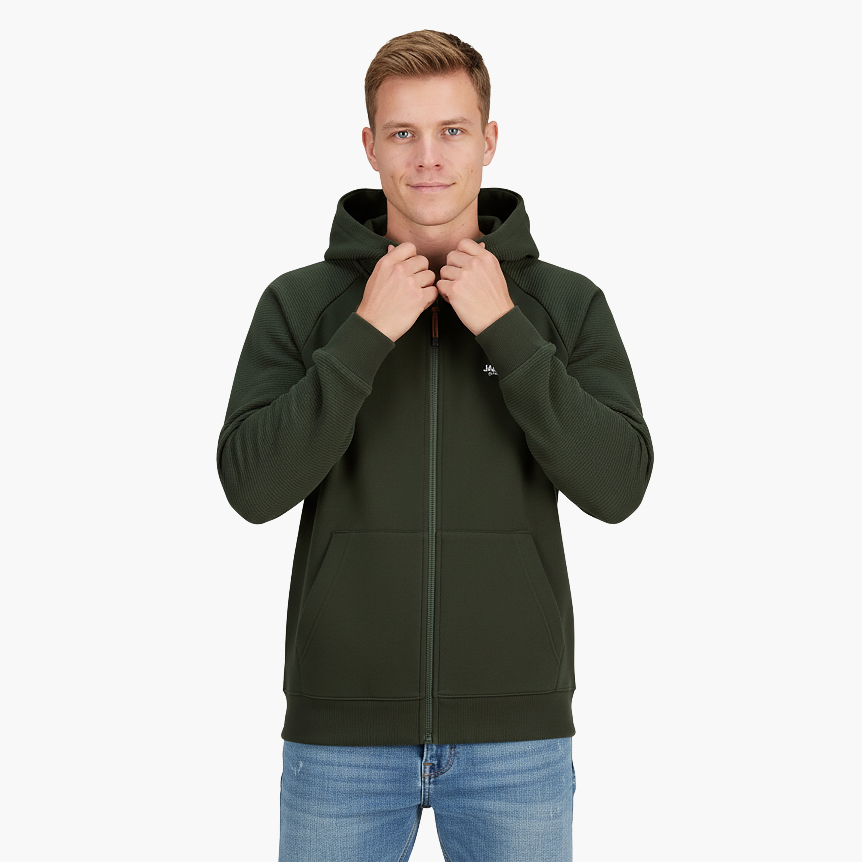 هودي رجالي سادة بأكمام طويلة وسحاب مقاس كبيرة من جاك آند جونز-men-winterwear-hoodiesandsweatshirts-image-11