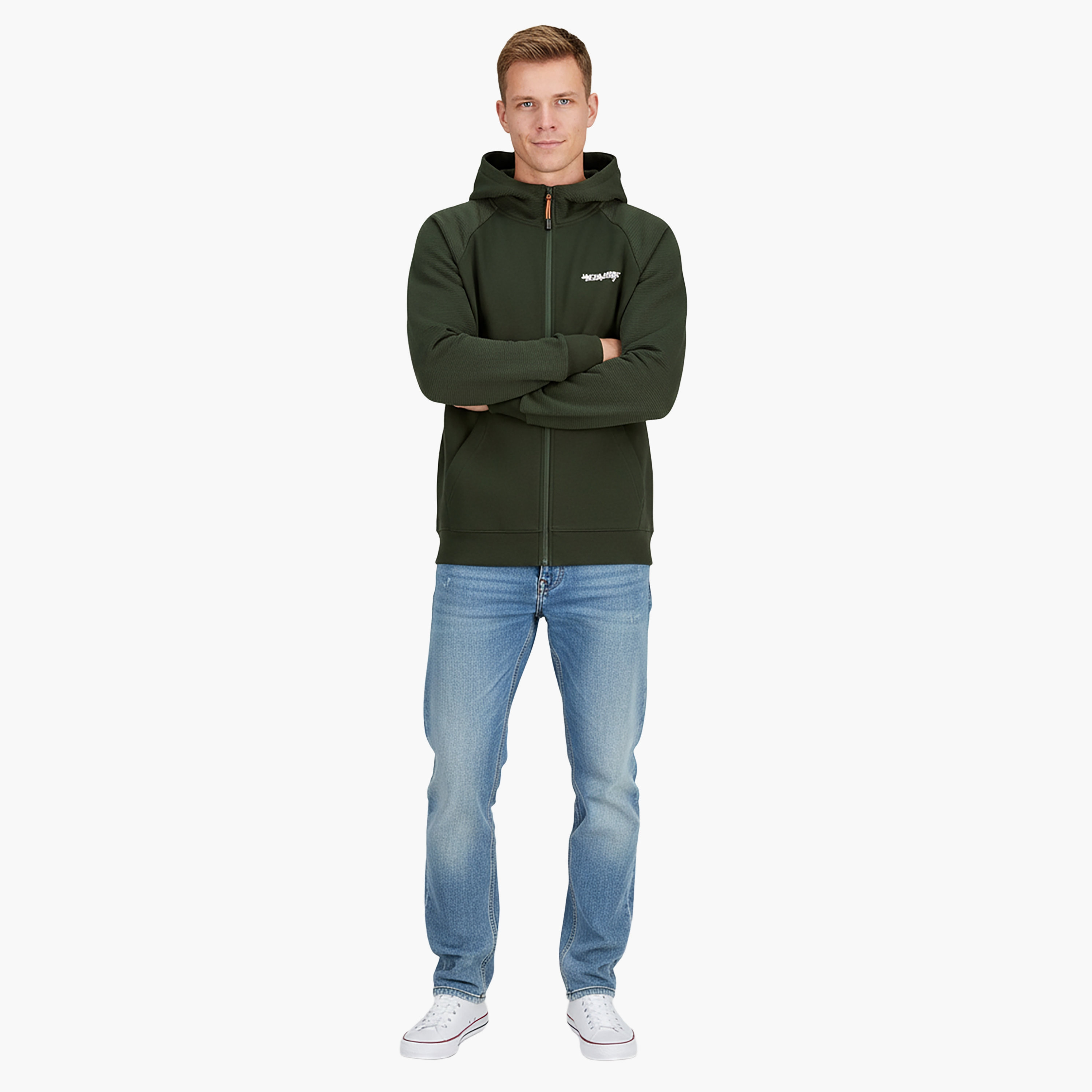 Jack & Jones Plus Size Plain Long Sleeves Men's Zip-Through Hoodie-men-winterwear-hoodiesandsweatshirts-image-2