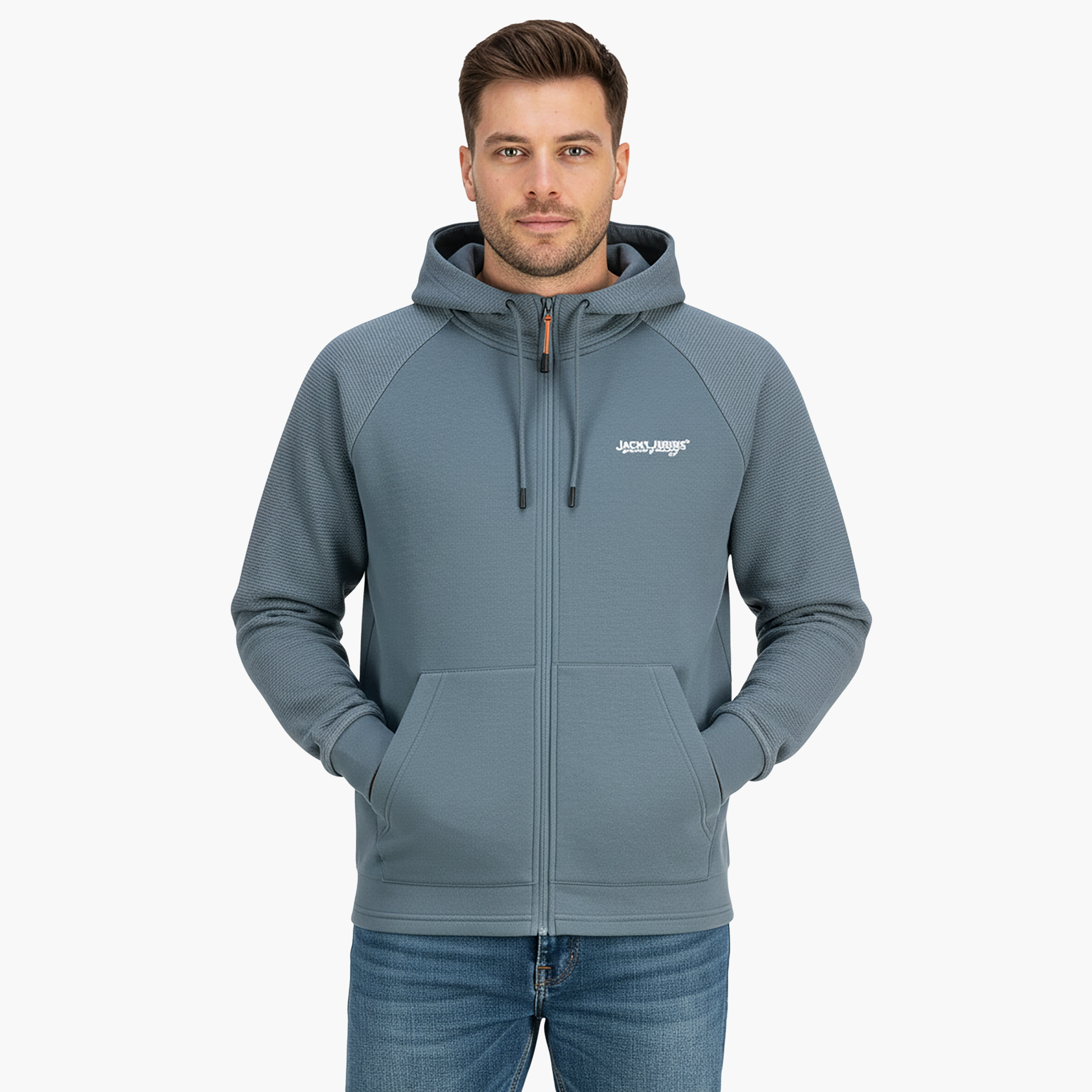 هودي رجالي سادة بأكمام طويلة وسحاب مقاس كبيرة من جاك آند جونز-men-winterwear-hoodiesandsweatshirts-image-7