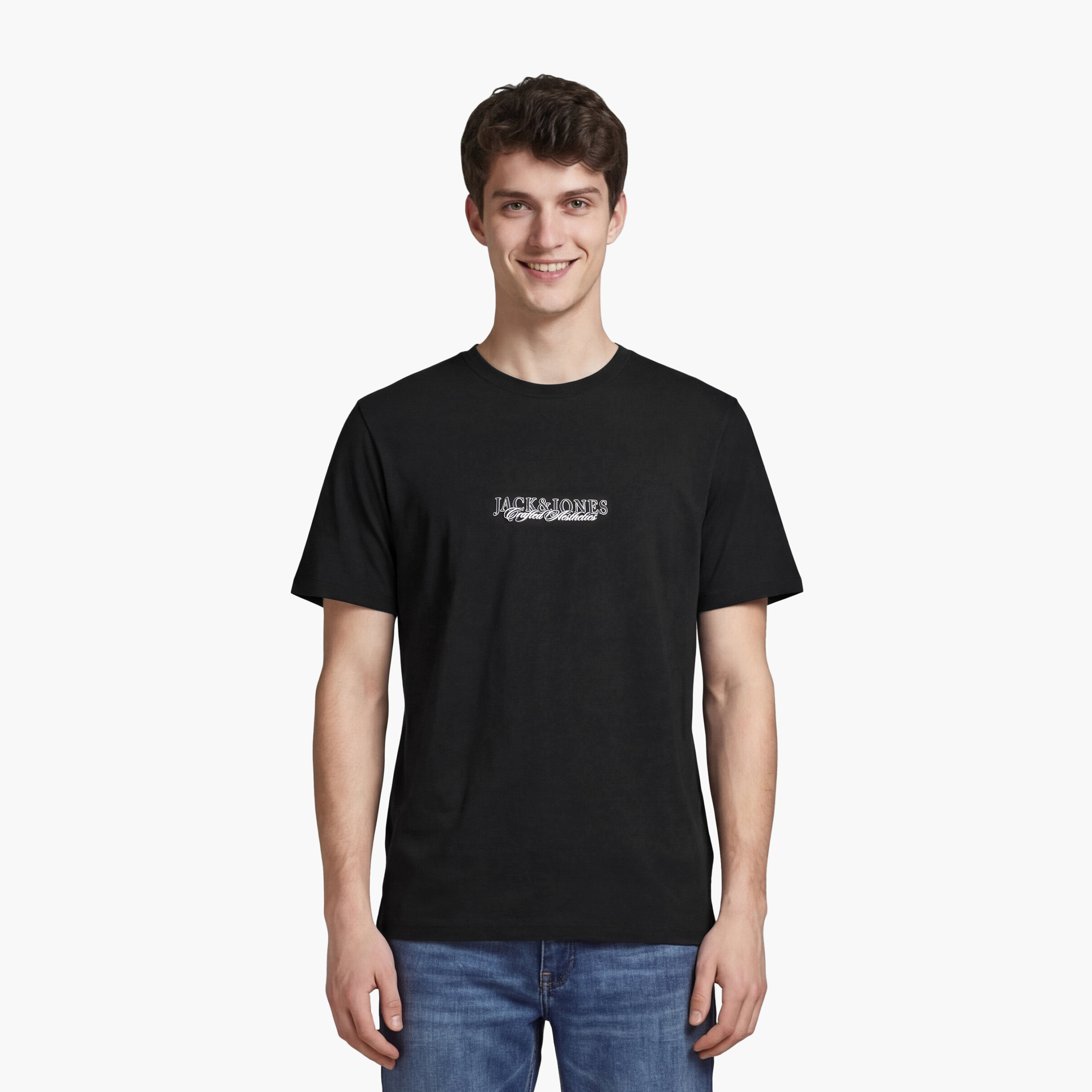 Jack & Jones Plain Crew Neck Short Sleeves Men's T-Shirt-men-clothing-tshirtsandpolos-tshirts-image-1