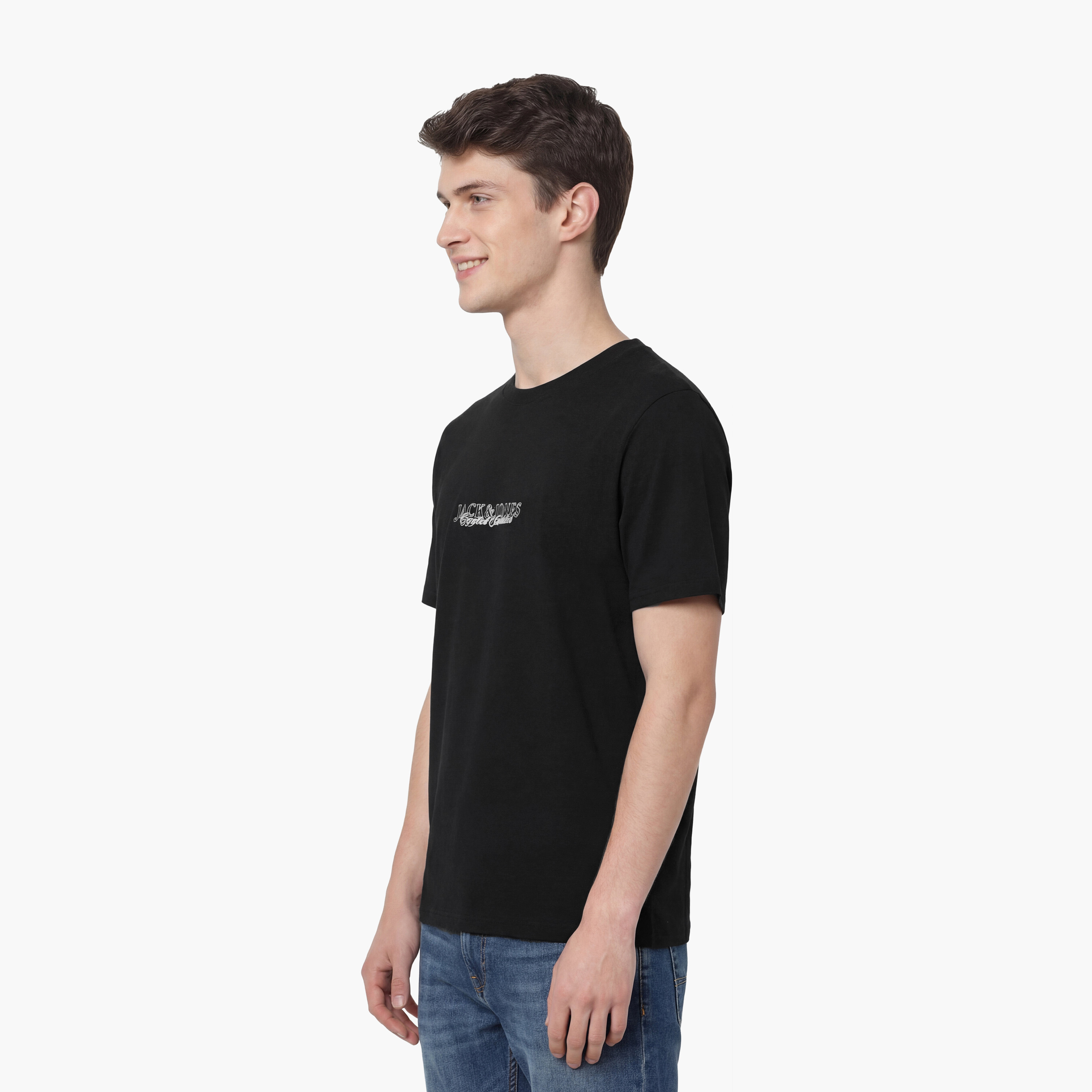 Jack & Jones Plain Crew Neck Short Sleeves Men's T-Shirt-men-clothing-tshirtsandpolos-tshirts-image-3