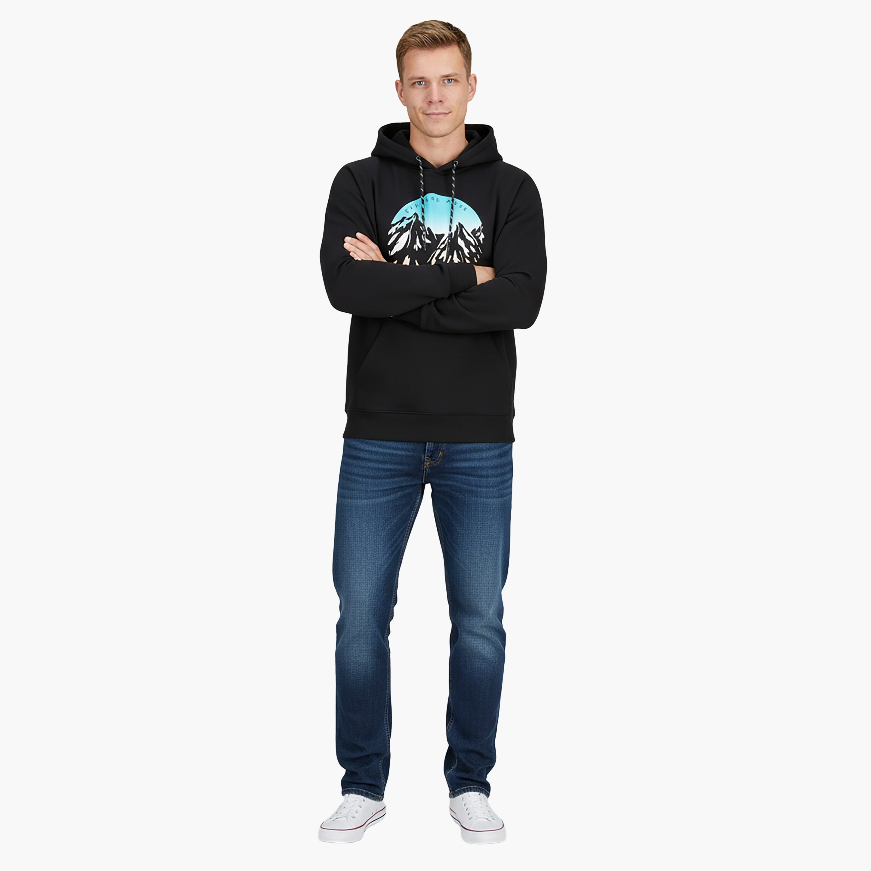 هودي رجالي مطبوع برسومات بأكمام طويلة من جاك آند جونز-men-winterwear-hoodiesandsweatshirts-image-2