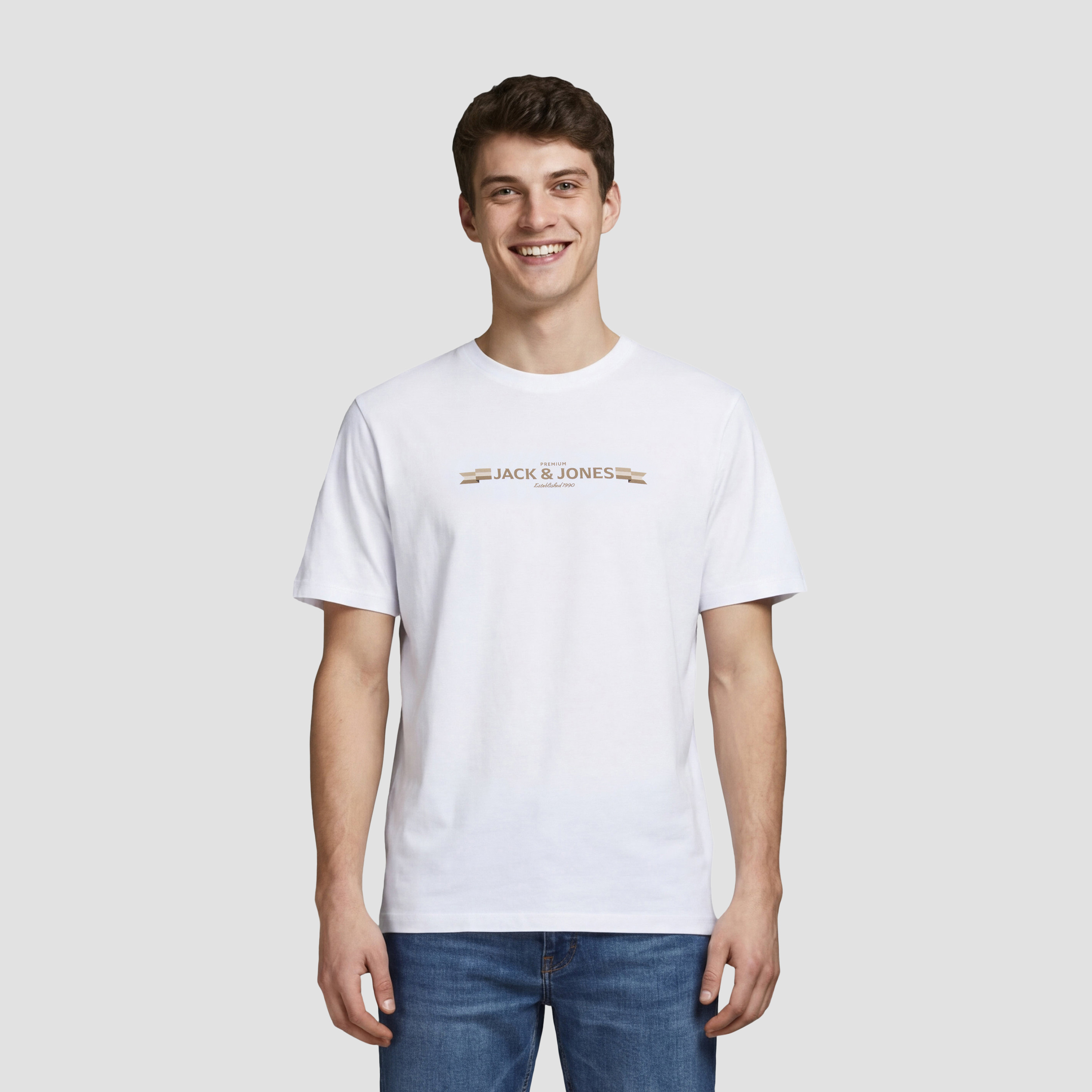Jack & Jones Plain Crew Neck Short Sleeves Men's T-Shirt-men-clothing-tshirtsandpolos-tshirts-image-1