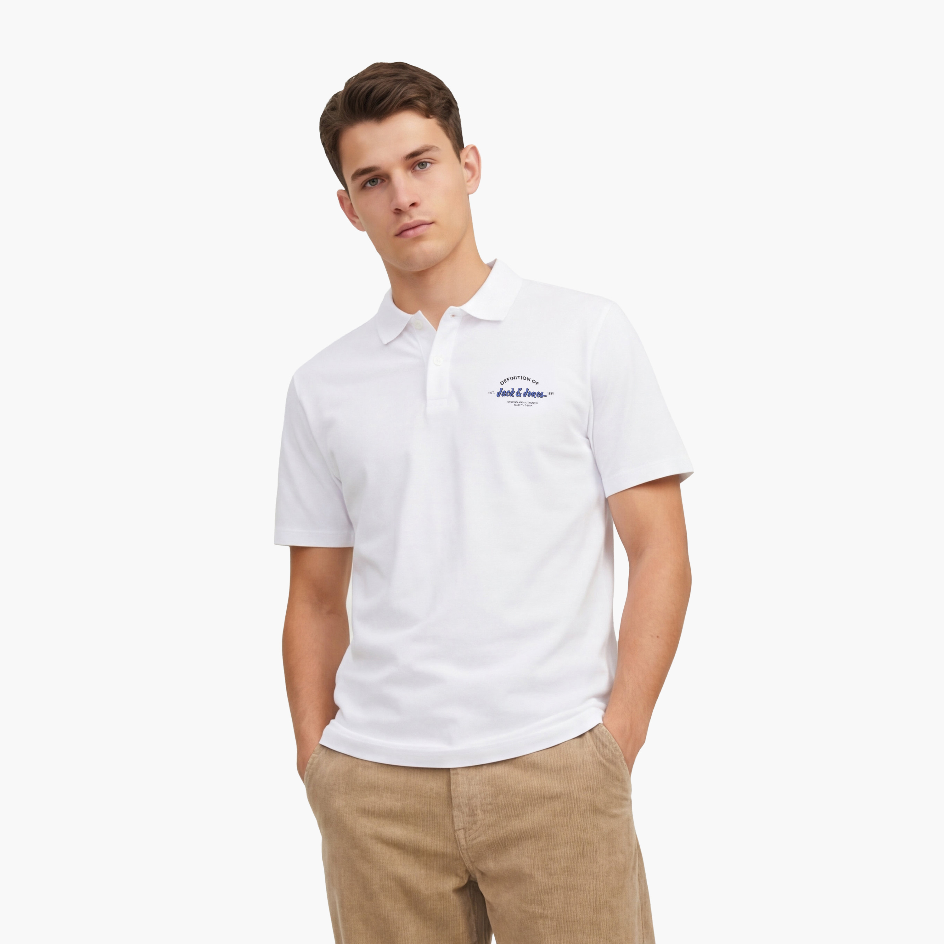 تي شيرت بولو رجالي سادة بياقة وأكمام قصيرة من جاك اند جونز-men-clothing-tshirtsandpolos-polos-image-8