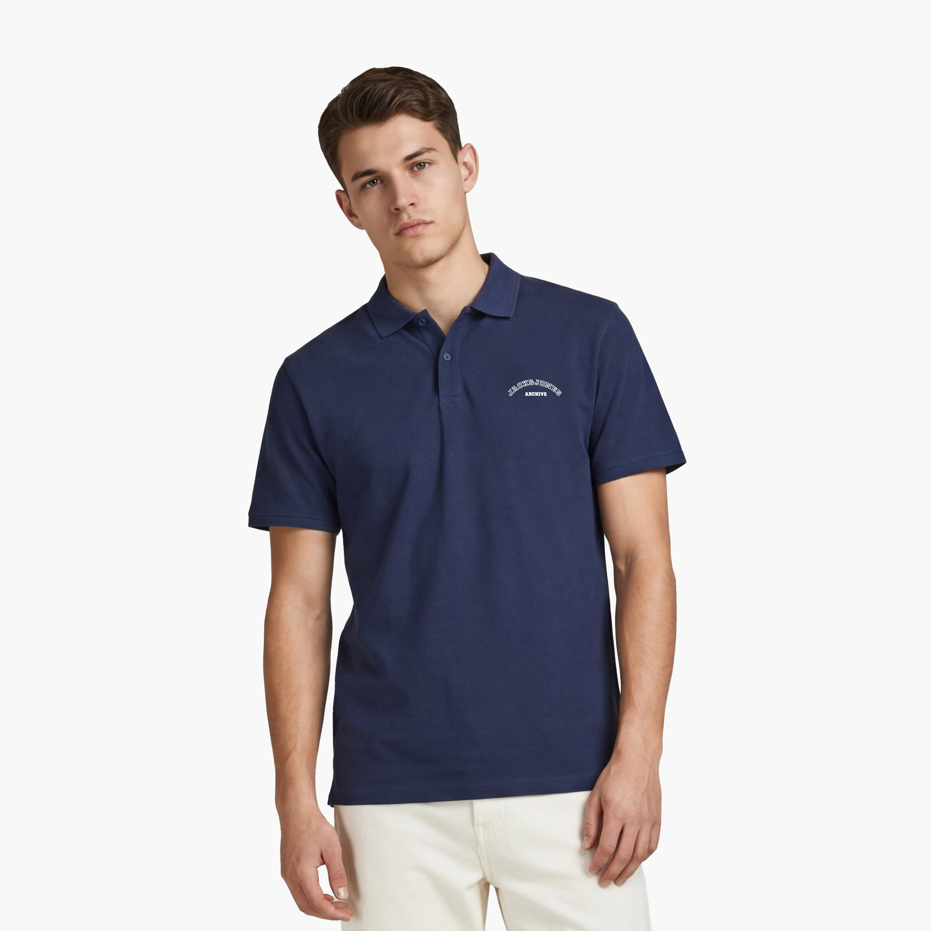 تي شيرت بولو رجالي سادة بياقة وأكمام قصيرة من جاك اند جونز-men-clothing-tshirtsandpolos-polos-image-13