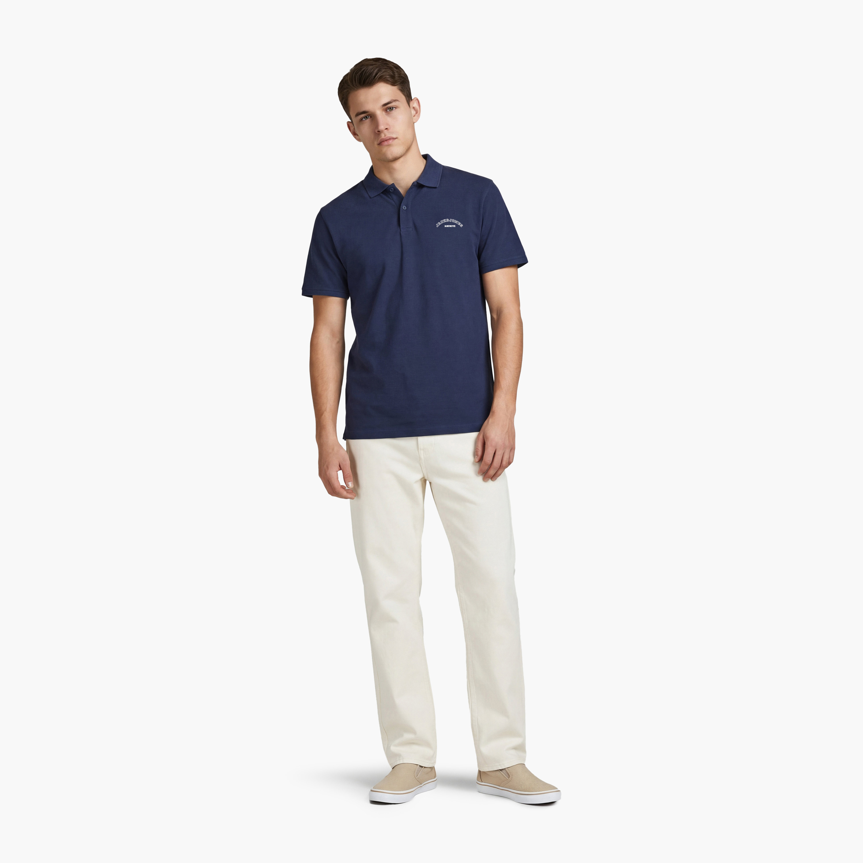 تي شيرت بولو رجالي سادة بياقة وأكمام قصيرة من جاك اند جونز-men-clothing-tshirtsandpolos-polos-image-14