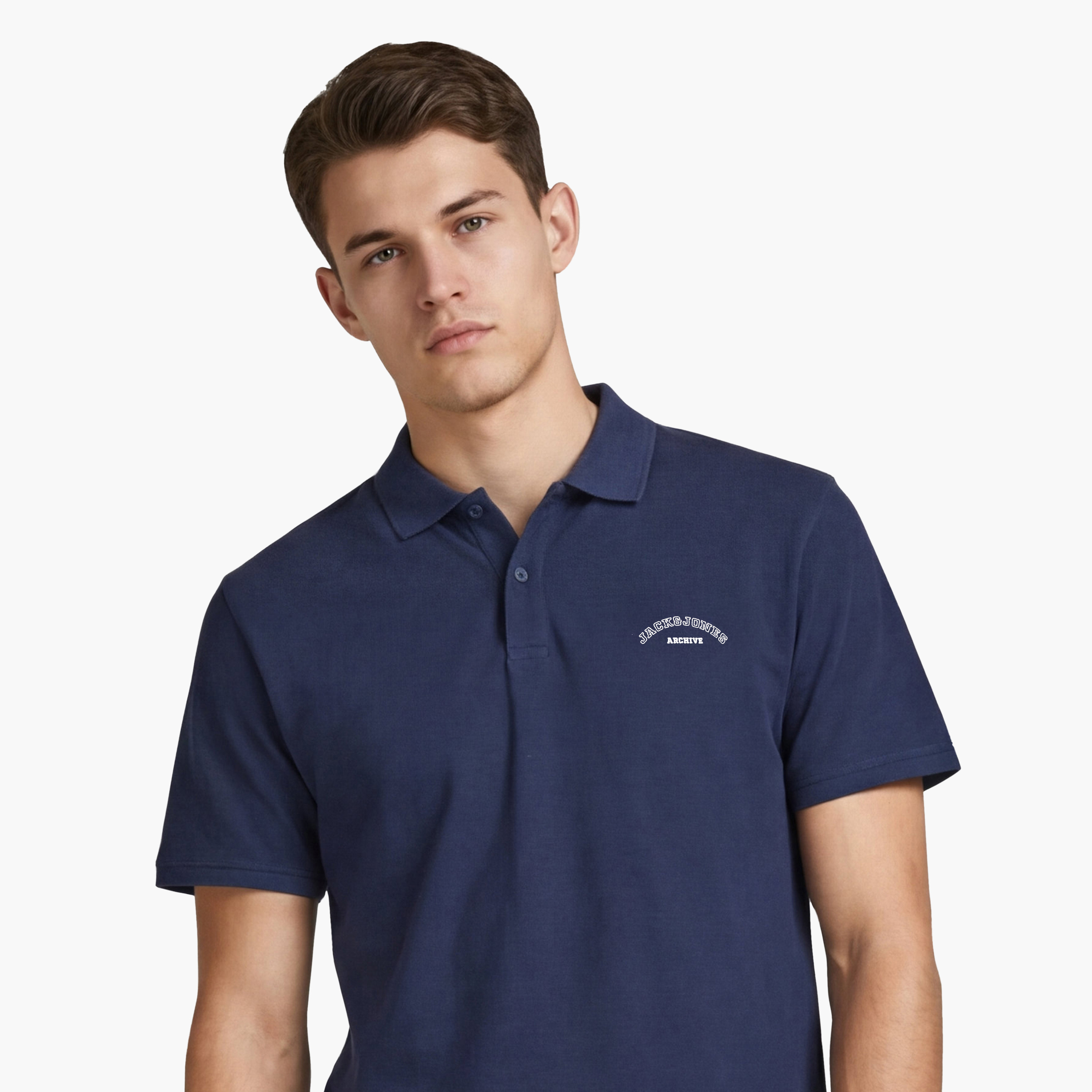 تي شيرت بولو رجالي سادة بياقة وأكمام قصيرة من جاك اند جونز-men-clothing-tshirtsandpolos-polos-image-16