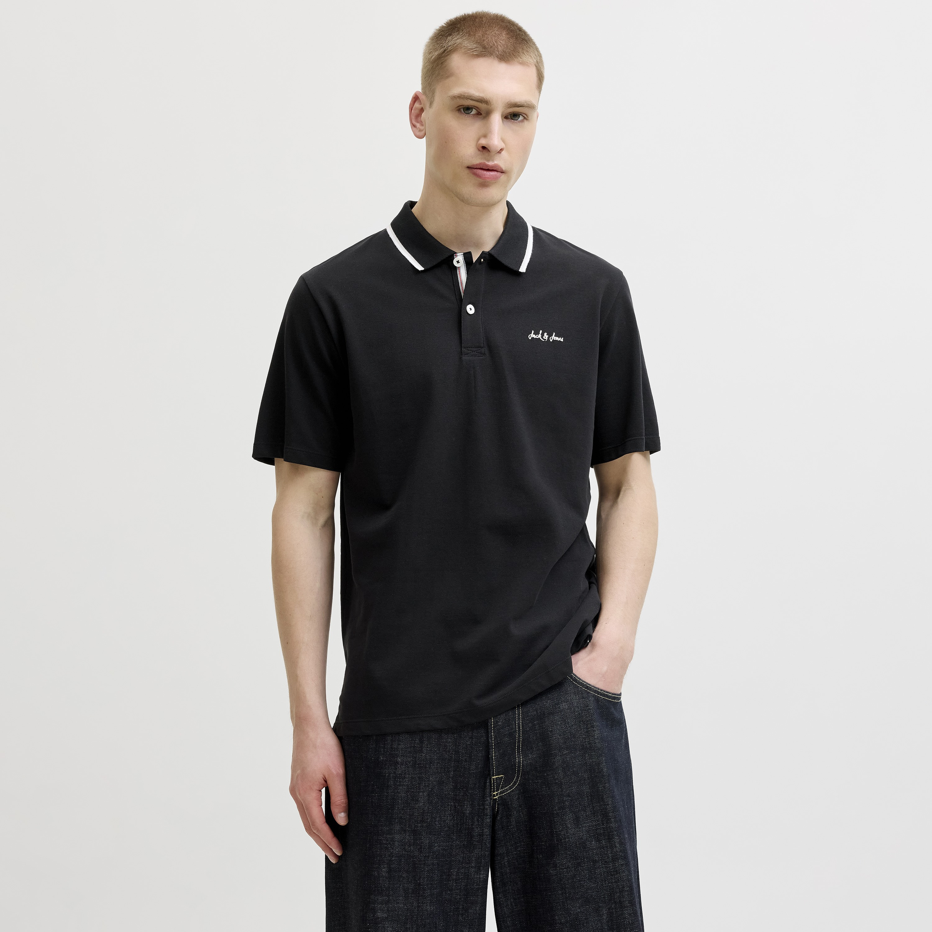 Jack & Jones Plain Collared Short Sleeves Men's Polo T-Shirt-men-clothing-tshirtsandpolos-polos-image-1