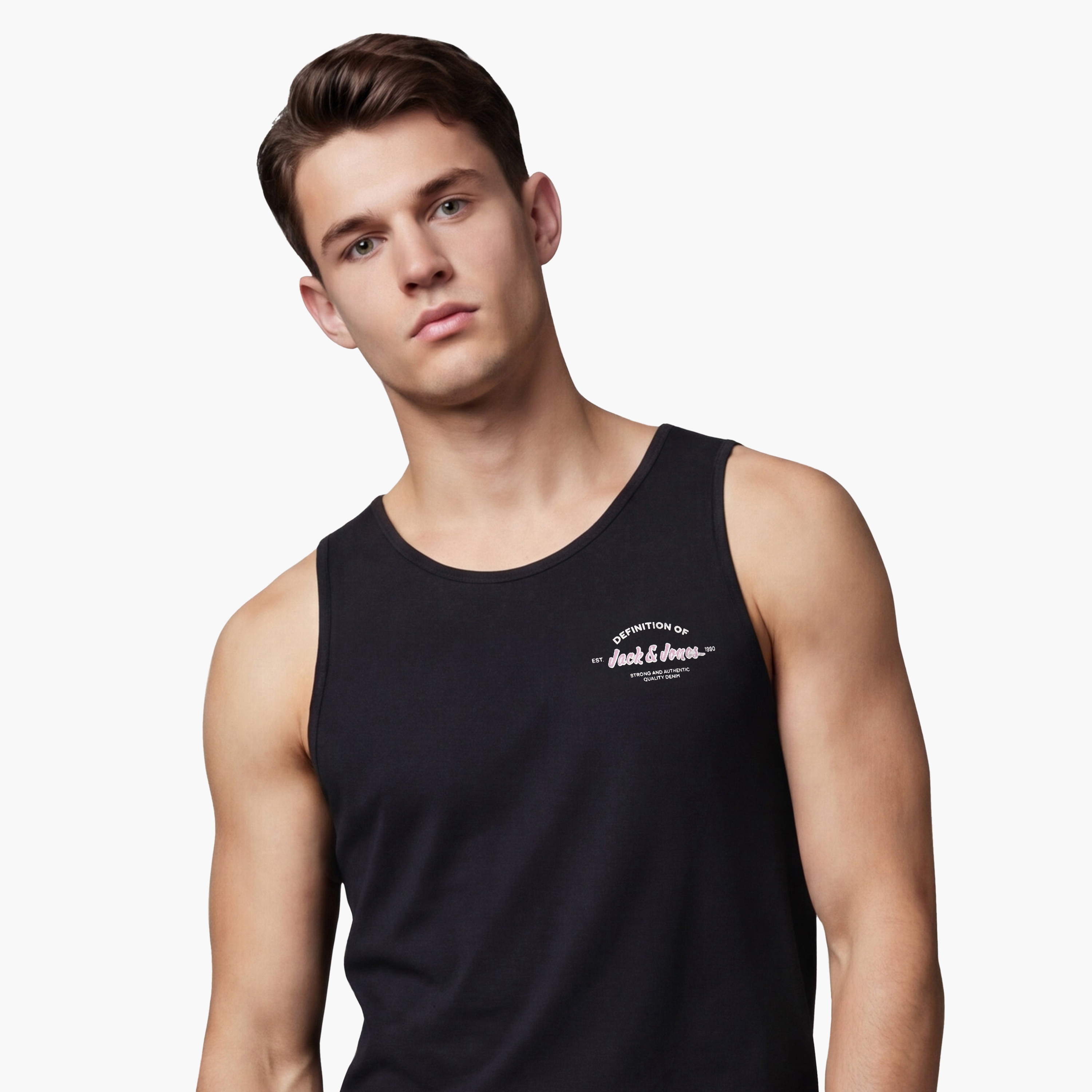 تيشيرت "تانك" رجالي سادة بدون أكمام بياقة مستديرة من جاك آند جونز-men-clothing-tshirtsandpolos-tshirts-image-4