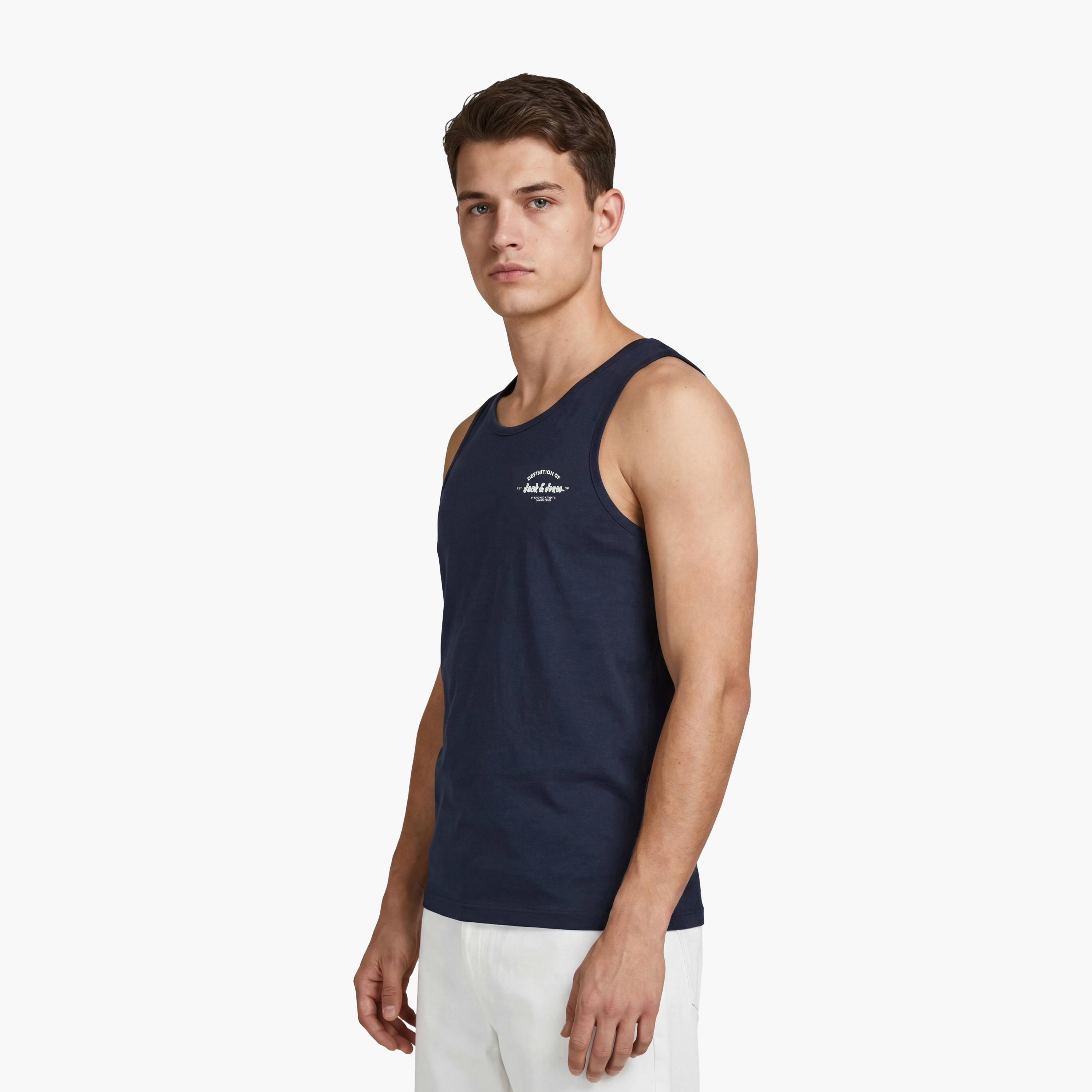 تيشيرت "تانك" رجالي سادة بدون أكمام بياقة مستديرة من جاك آند جونز-men-clothing-tshirtsandpolos-tshirts-image-13