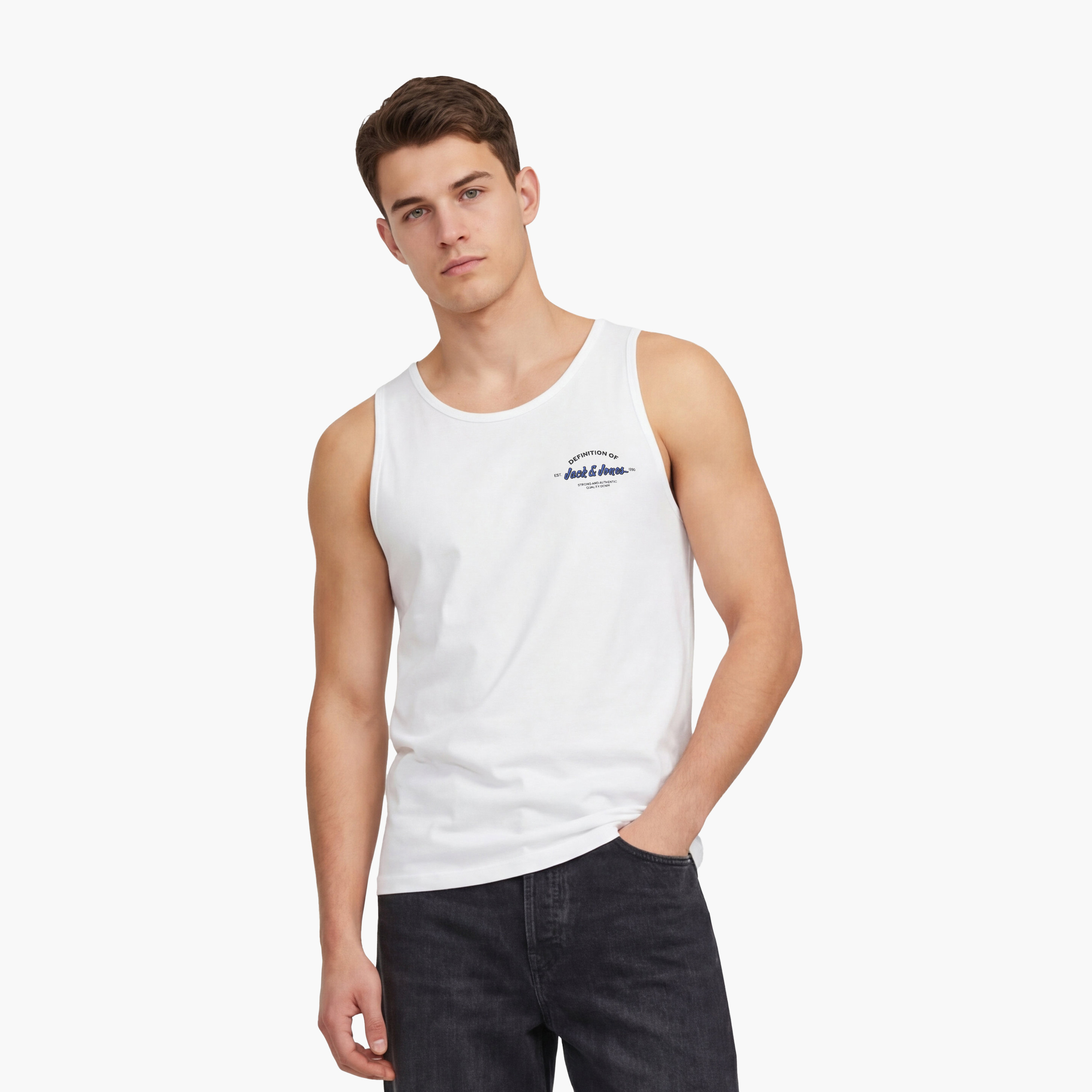 تيشيرت "تانك" رجالي سادة بدون أكمام بياقة مستديرة من جاك آند جونز-men-clothing-tshirtsandpolos-tshirts-image-6