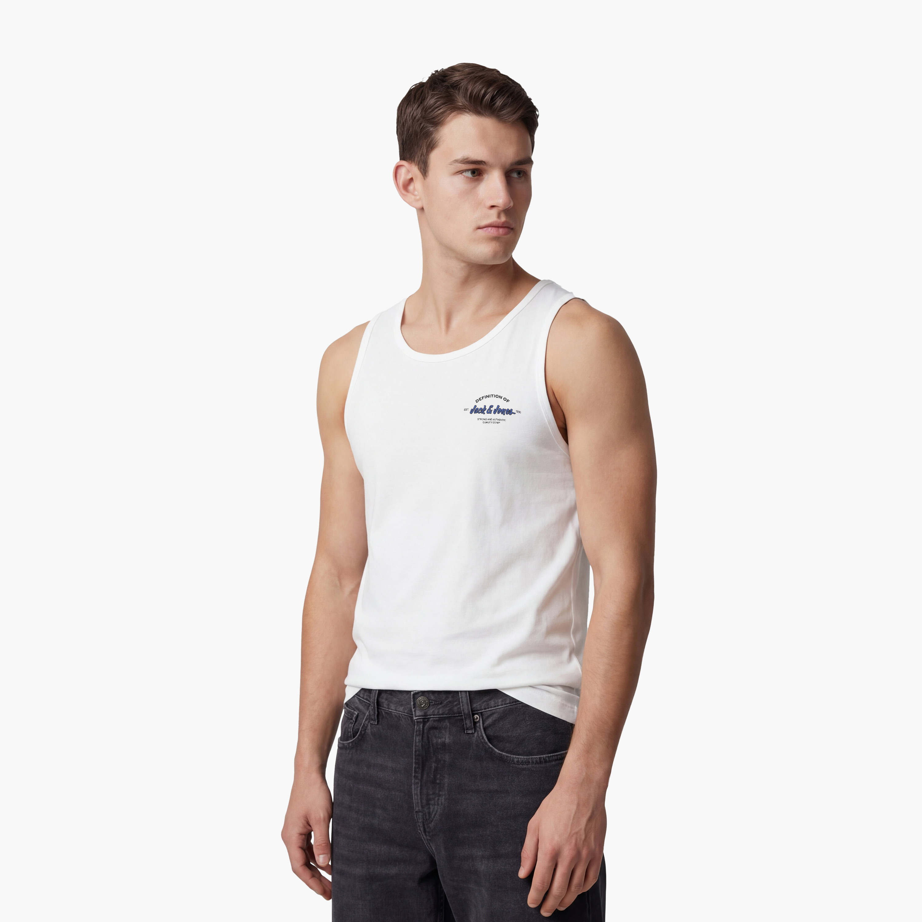 تيشيرت "تانك" رجالي سادة بدون أكمام بياقة مستديرة من جاك آند جونز-men-clothing-tshirtsandpolos-tshirts-image-3
