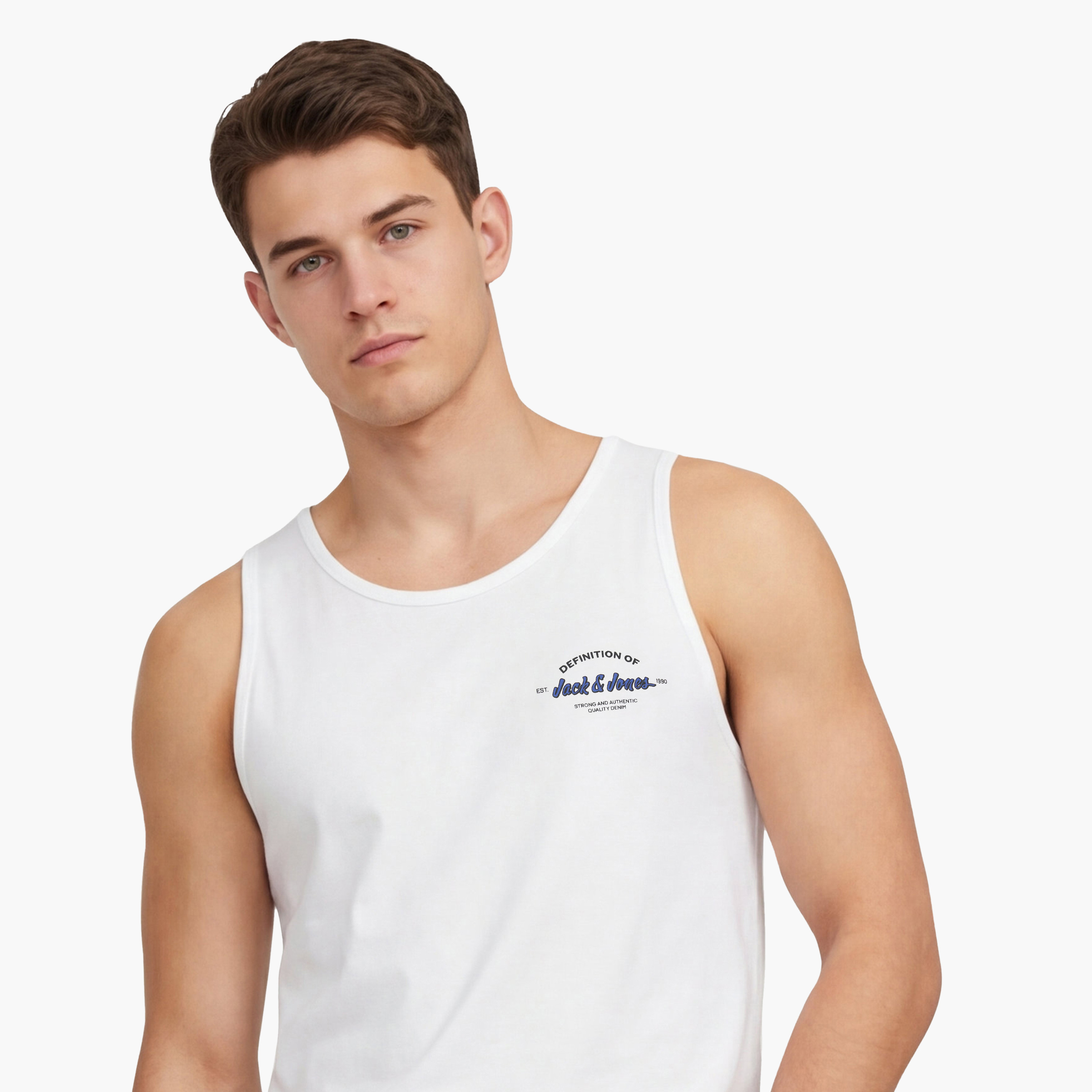 تيشيرت "تانك" رجالي سادة بدون أكمام بياقة مستديرة من جاك آند جونز-men-clothing-tshirtsandpolos-tshirts-image-4