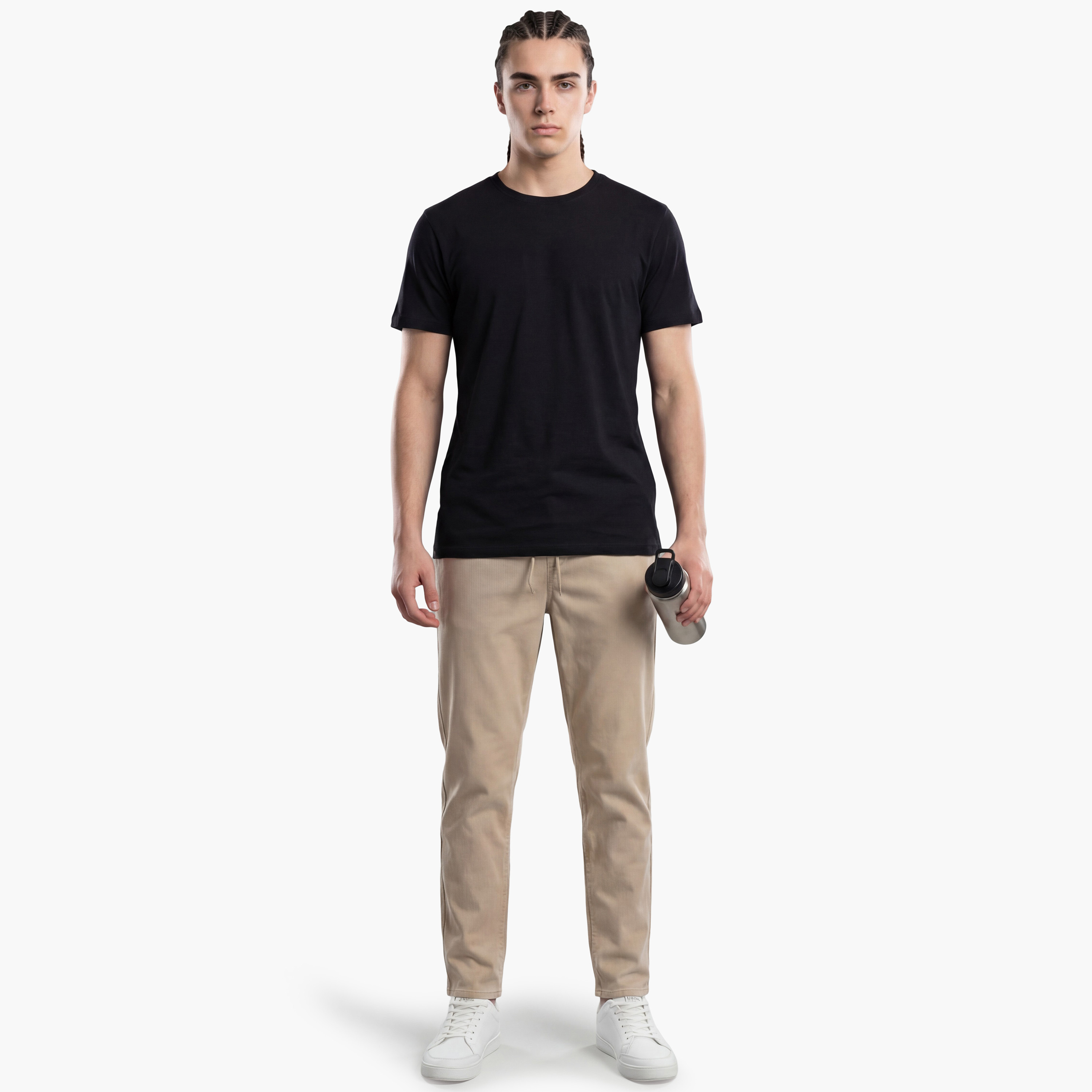 بنطلون رياضي (جوغر) رجالي جاك آند جونز سادة برباط شد وخصر متوسط الارتفاع-men-clothing-bottoms-joggers-image-14