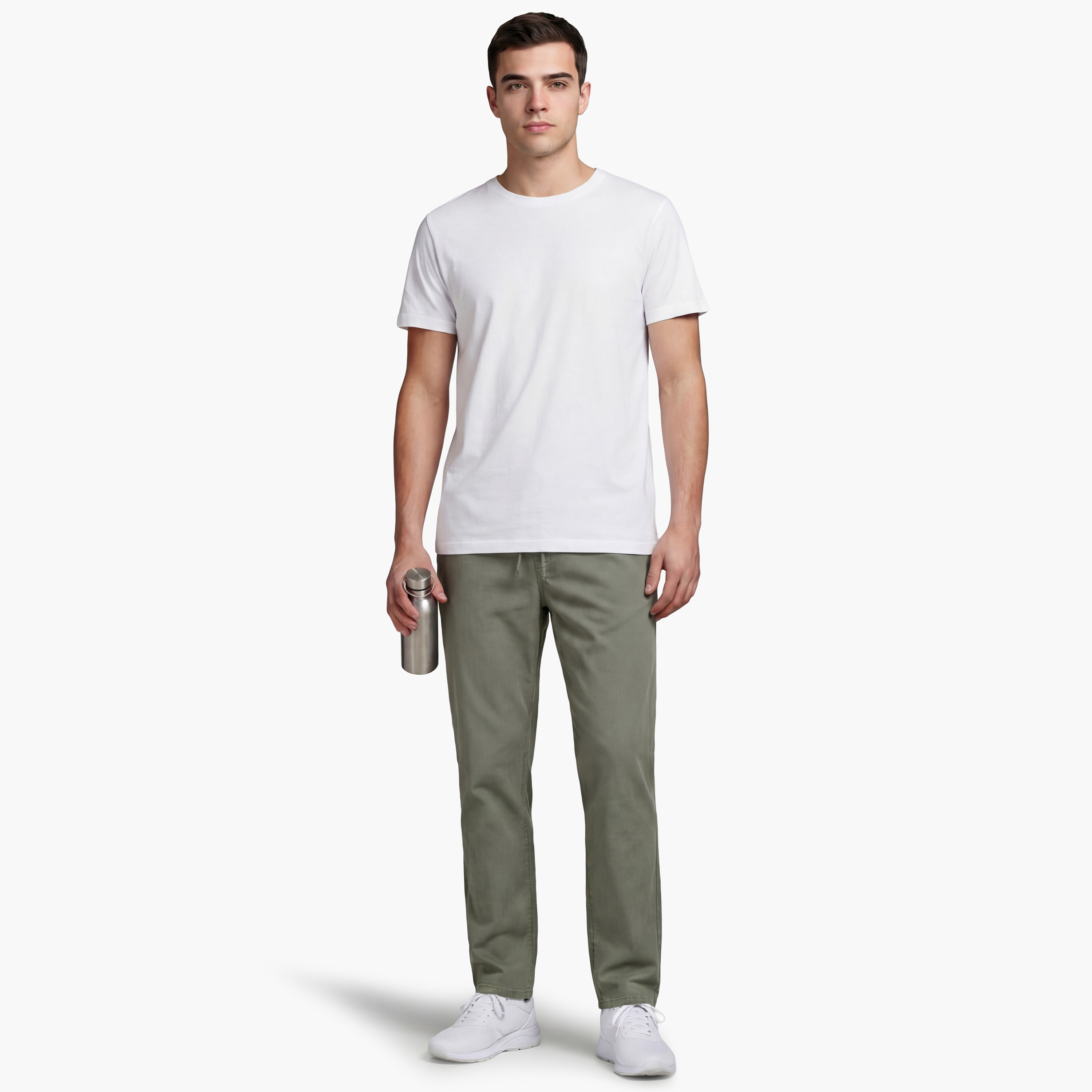 بنطلون رياضي (جوغر) رجالي جاك آند جونز سادة برباط شد وخصر متوسط الارتفاع-men-clothing-bottoms-joggers-image-8